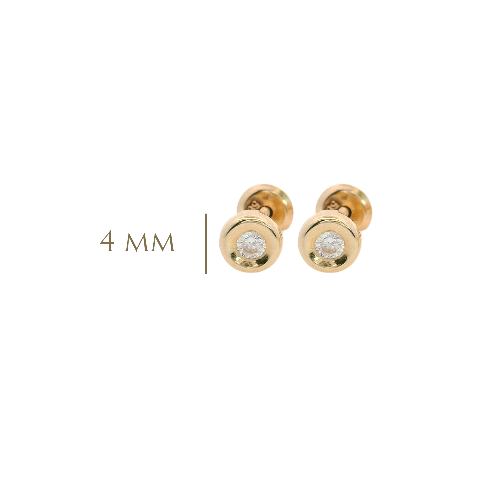 14KY MEDIUM BEZEL CENTER CZ EARRINGS - C'SANTOS