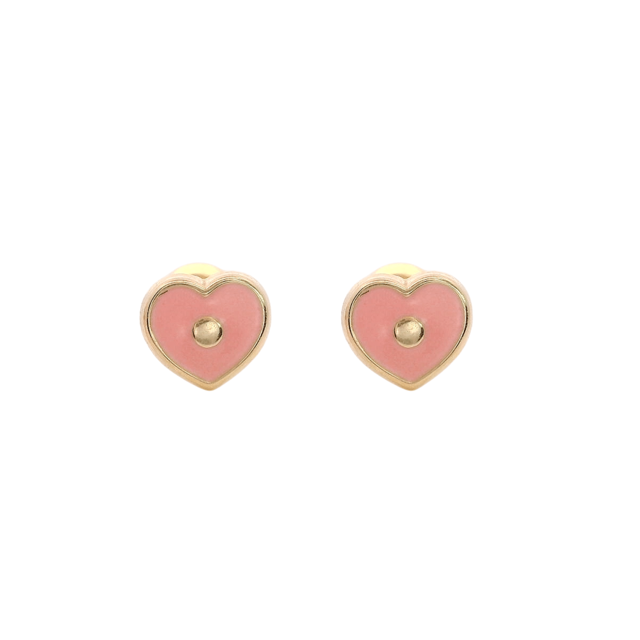 14KY MINI HEART ENAMEL PINK EARRINGS - C'SANTOS