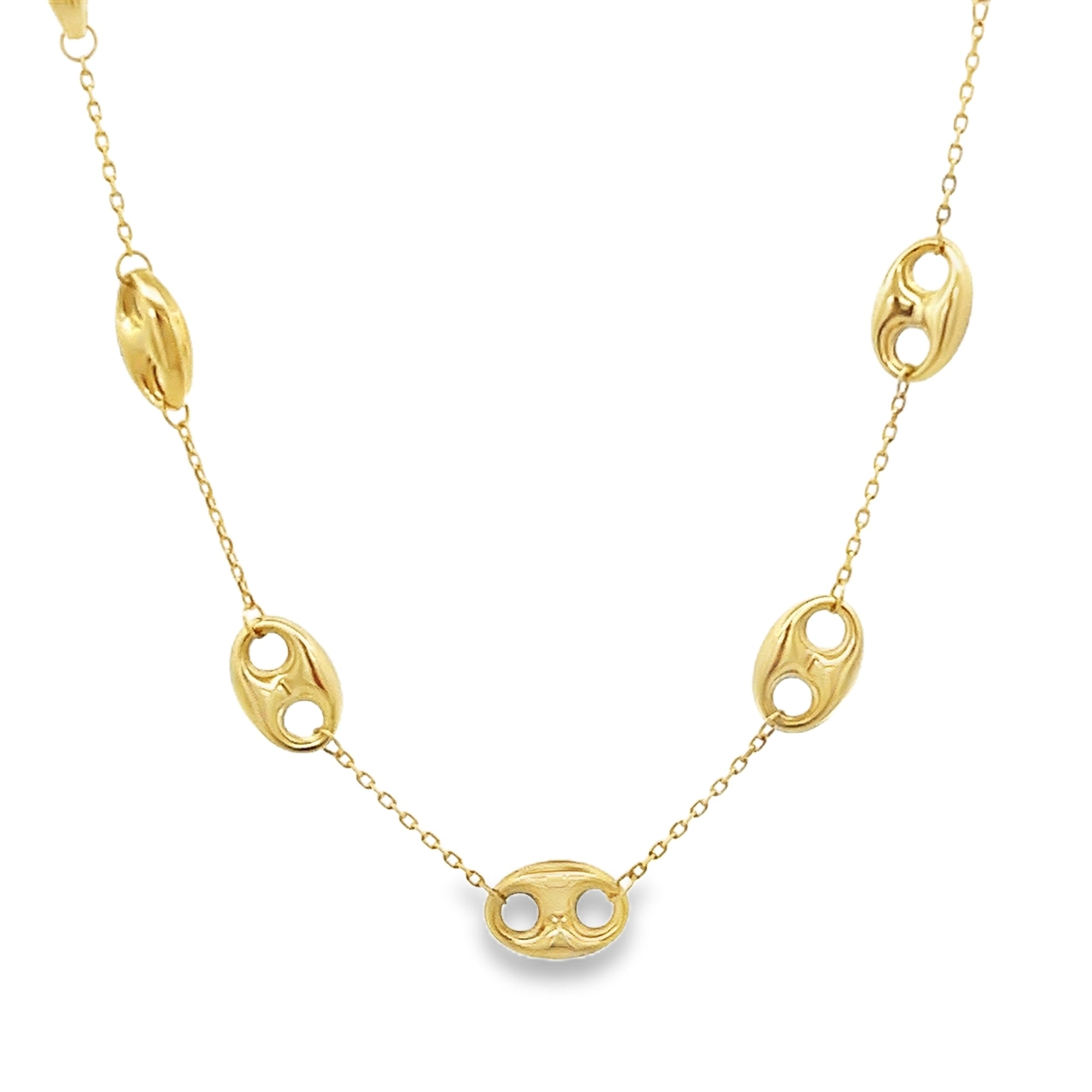 14KY MULTI STATION PUFF MARINER NECKLACE - C'SANTOS