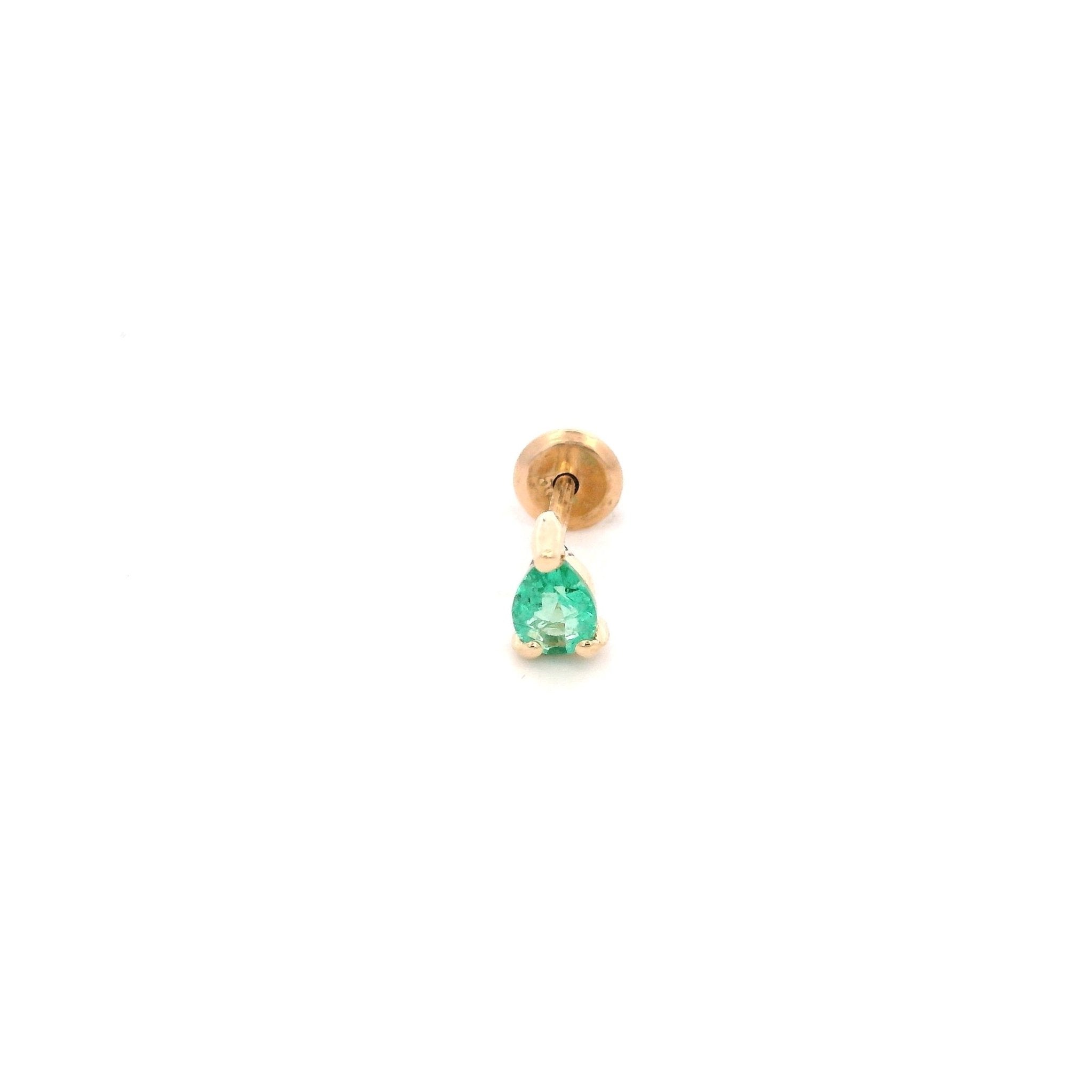 14KY PIERCING ESMERALDA GOTA 3 X 4 MM - C'SANTOS