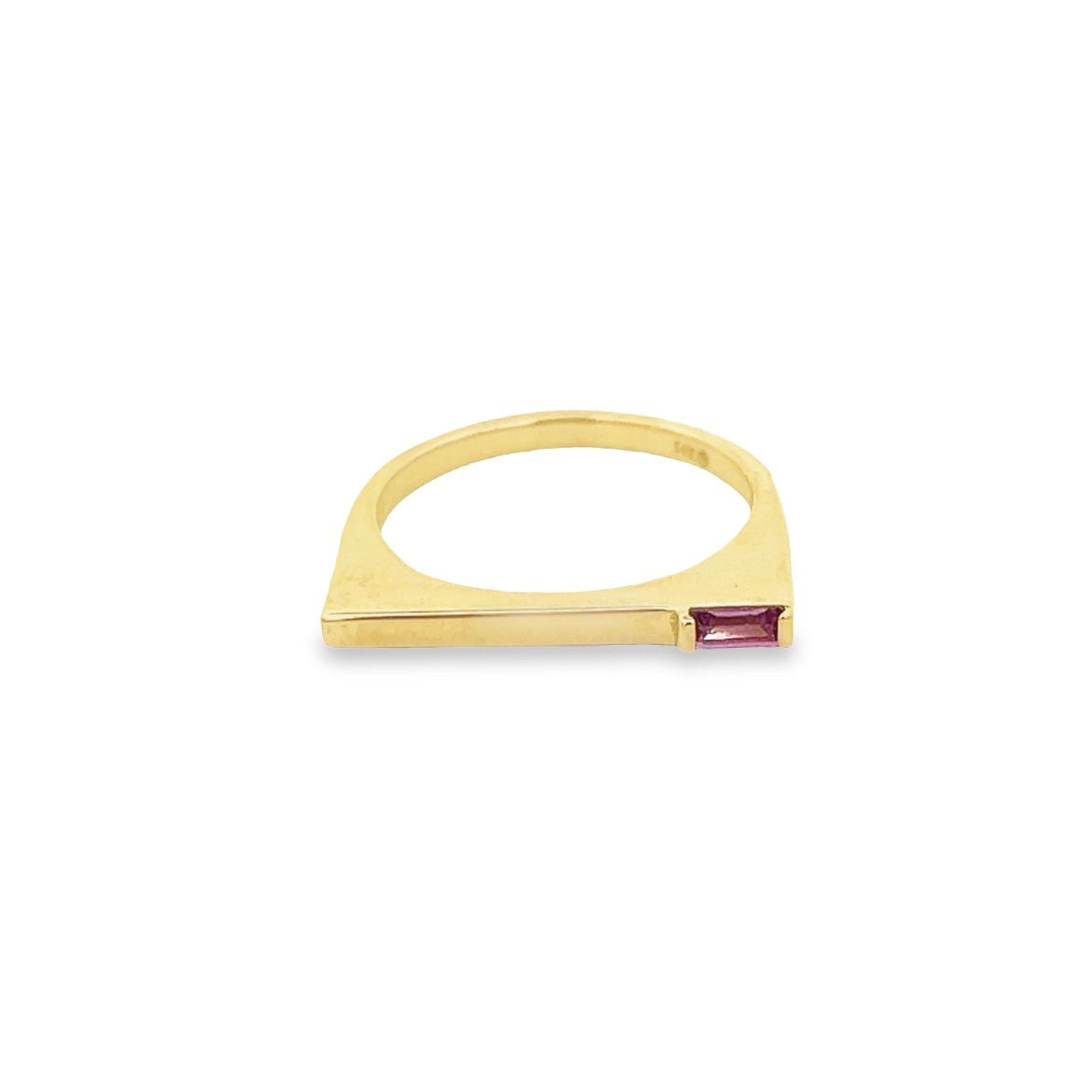 14KY PINK SAPPHIRE BAGUETTE DIAMOND RING T.6 - C'SANTOS