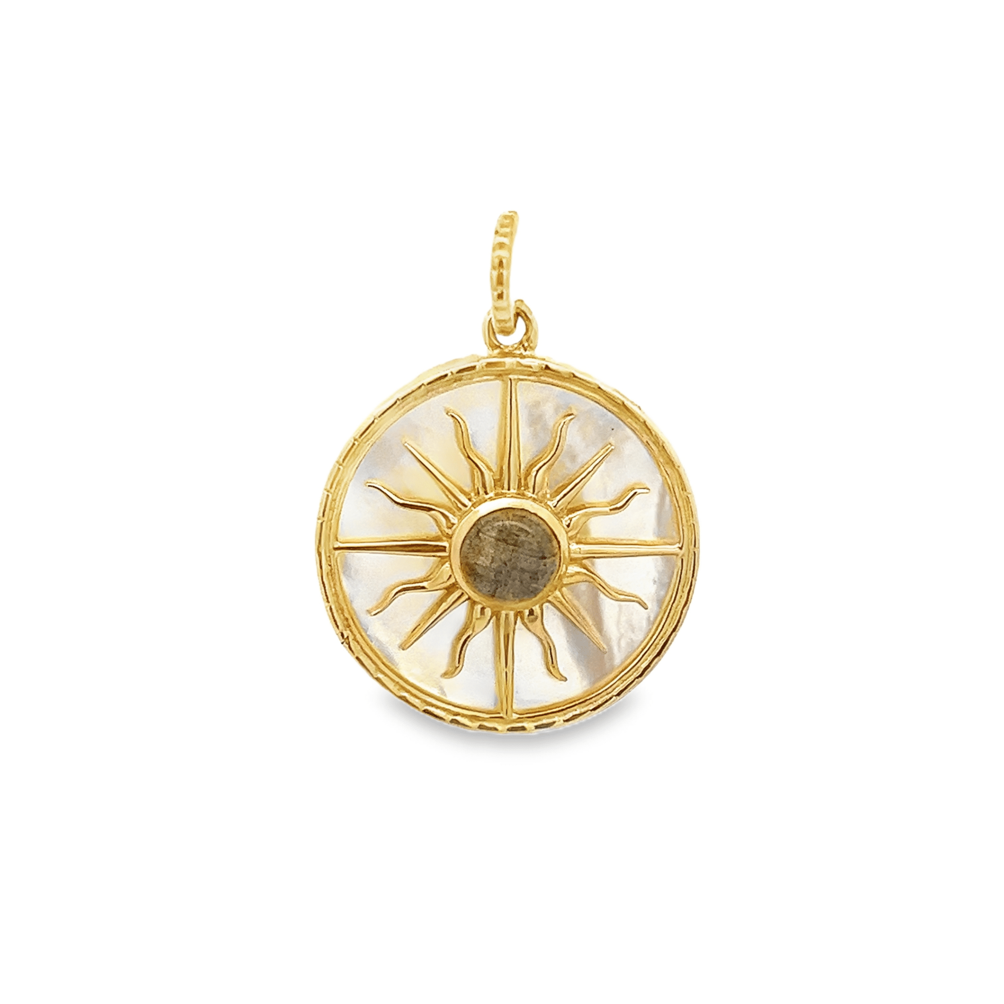 14KY SUN LABRADORITE COIN CHARM - C'SANTOS