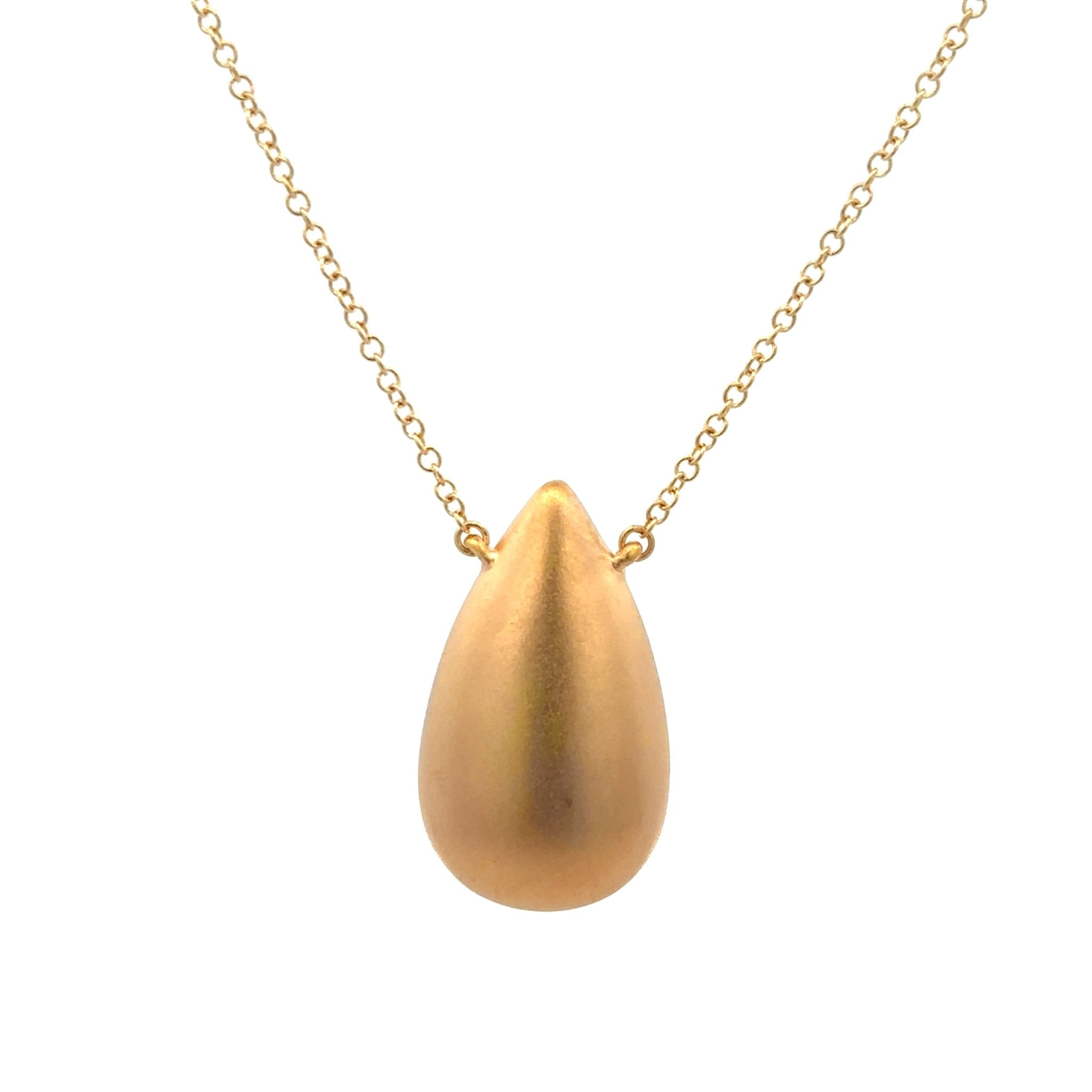 14KY TEARDROP MATTE PUFFY NECKLACE - C'SANTOS