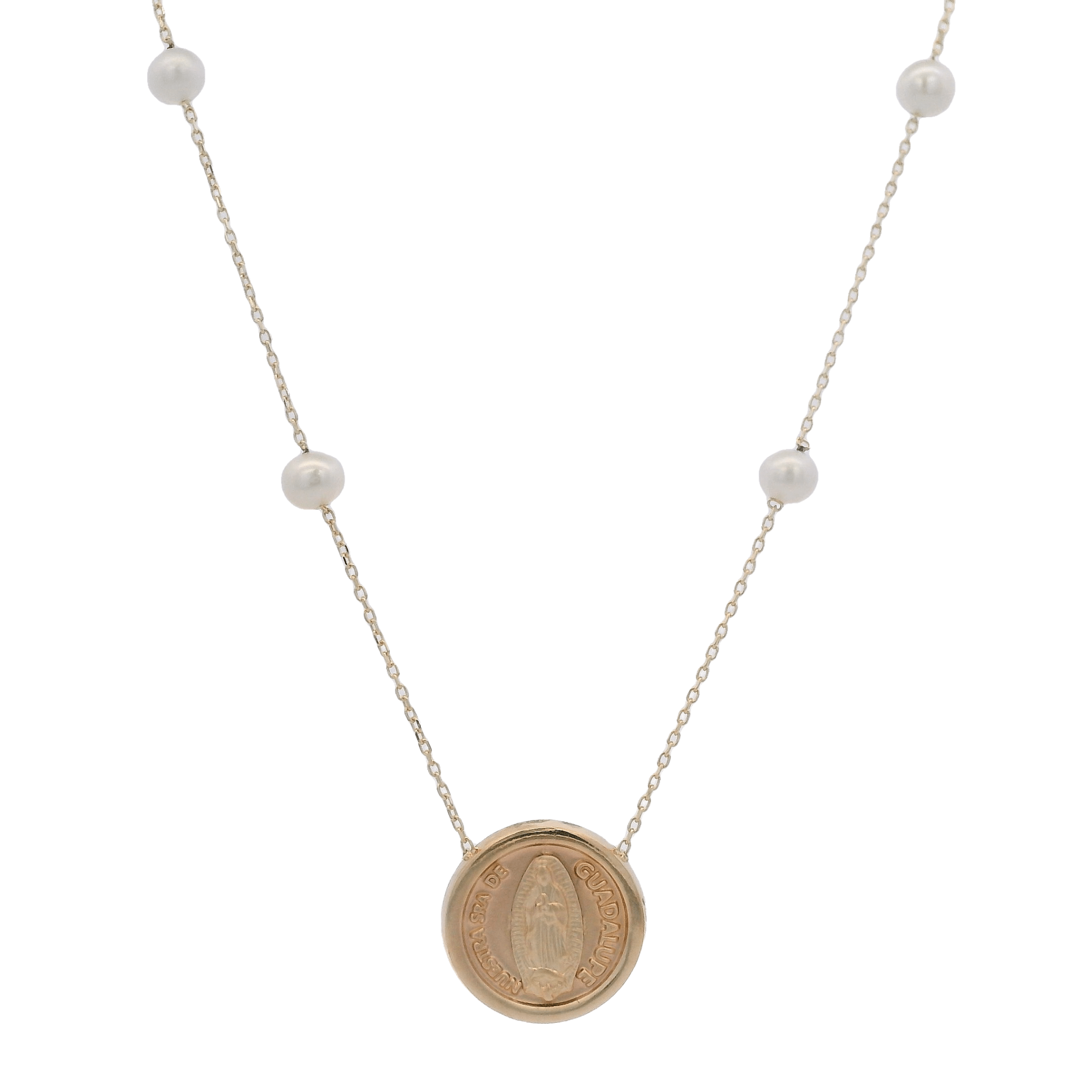 14KY VIRGIN OF GUADALUPE WITH PERL NECKLACE - C'SANTOS