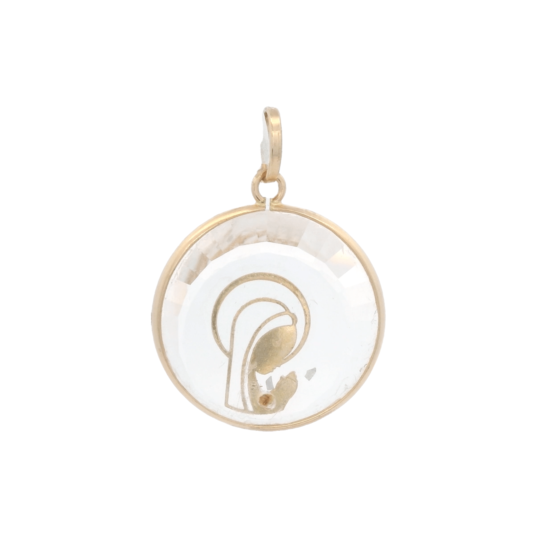 14KY VIRGIN TRANSPARENT 18MM MEDAL - C'SANTOS