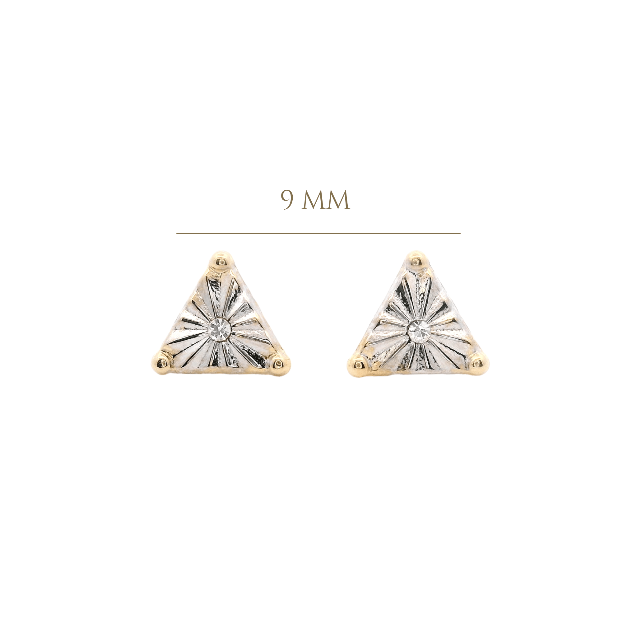 14KYW TEXTURE TRIANGLE EARRINGS - C'SANTOS