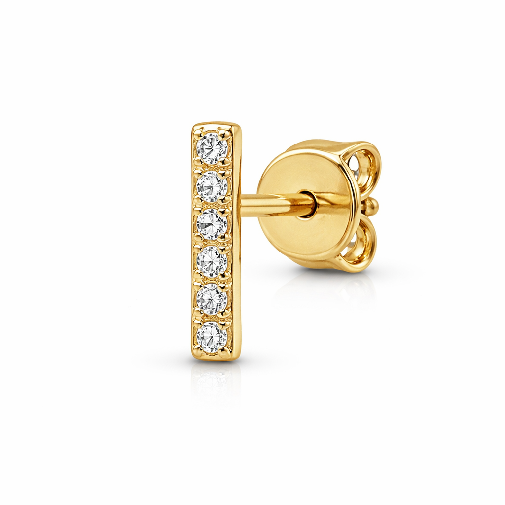 Piercing Barra Pavé en Oro Amarillo 14K