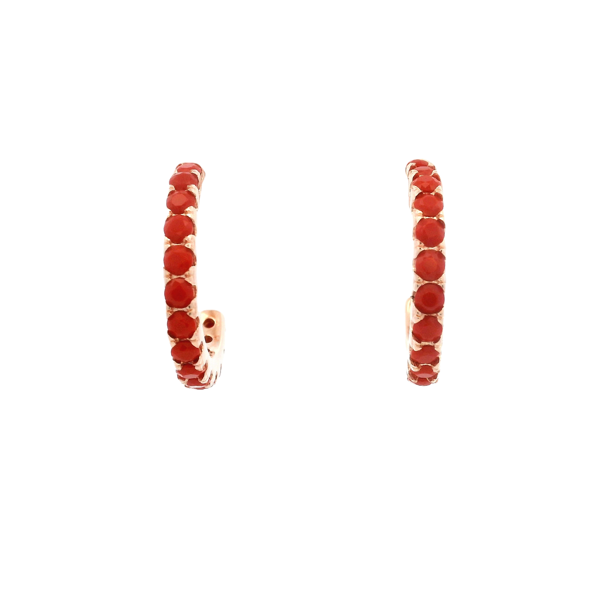 Aretes Aro Infinity con Circonias Rojas
