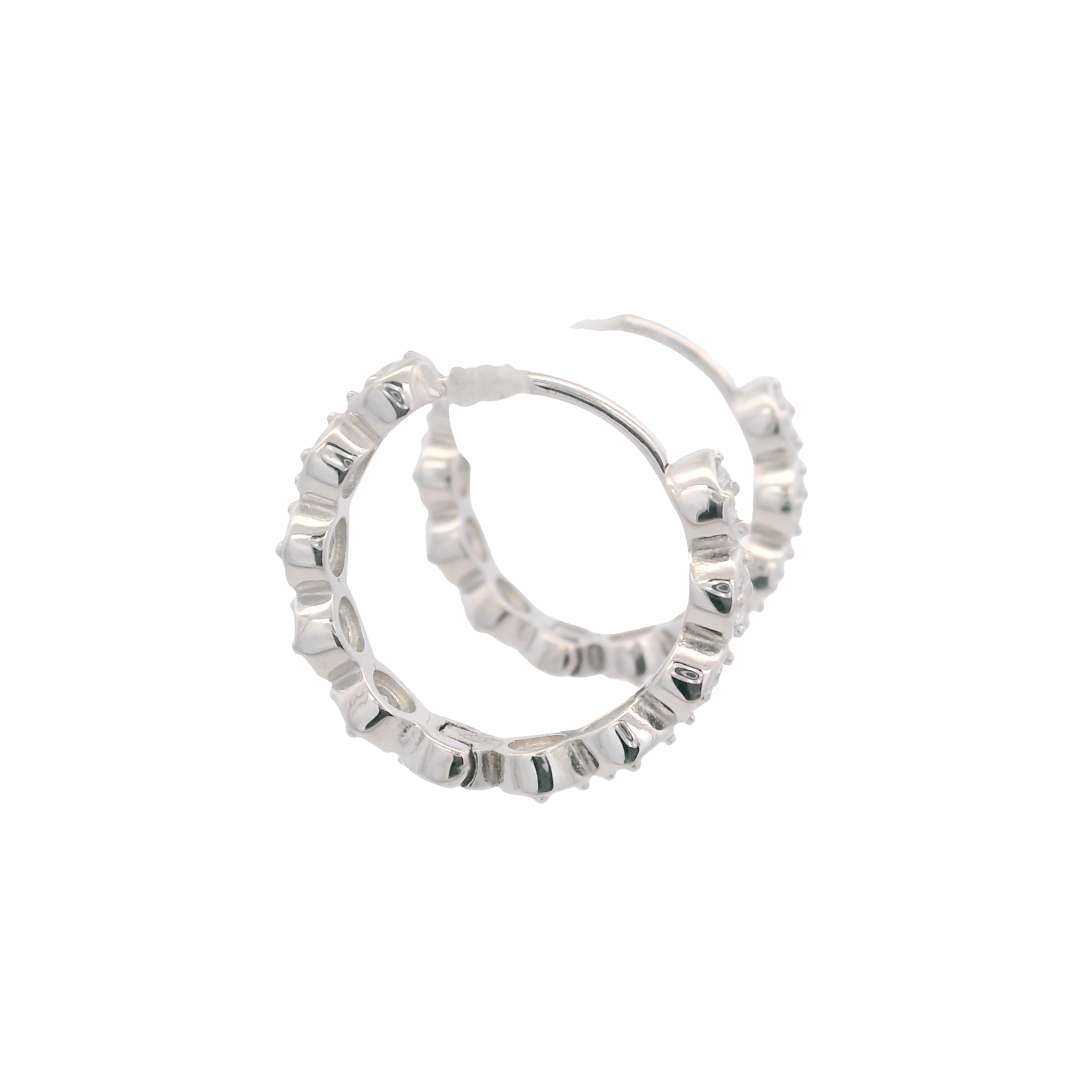 Aretes Huggies en Plata 925 con Circonias