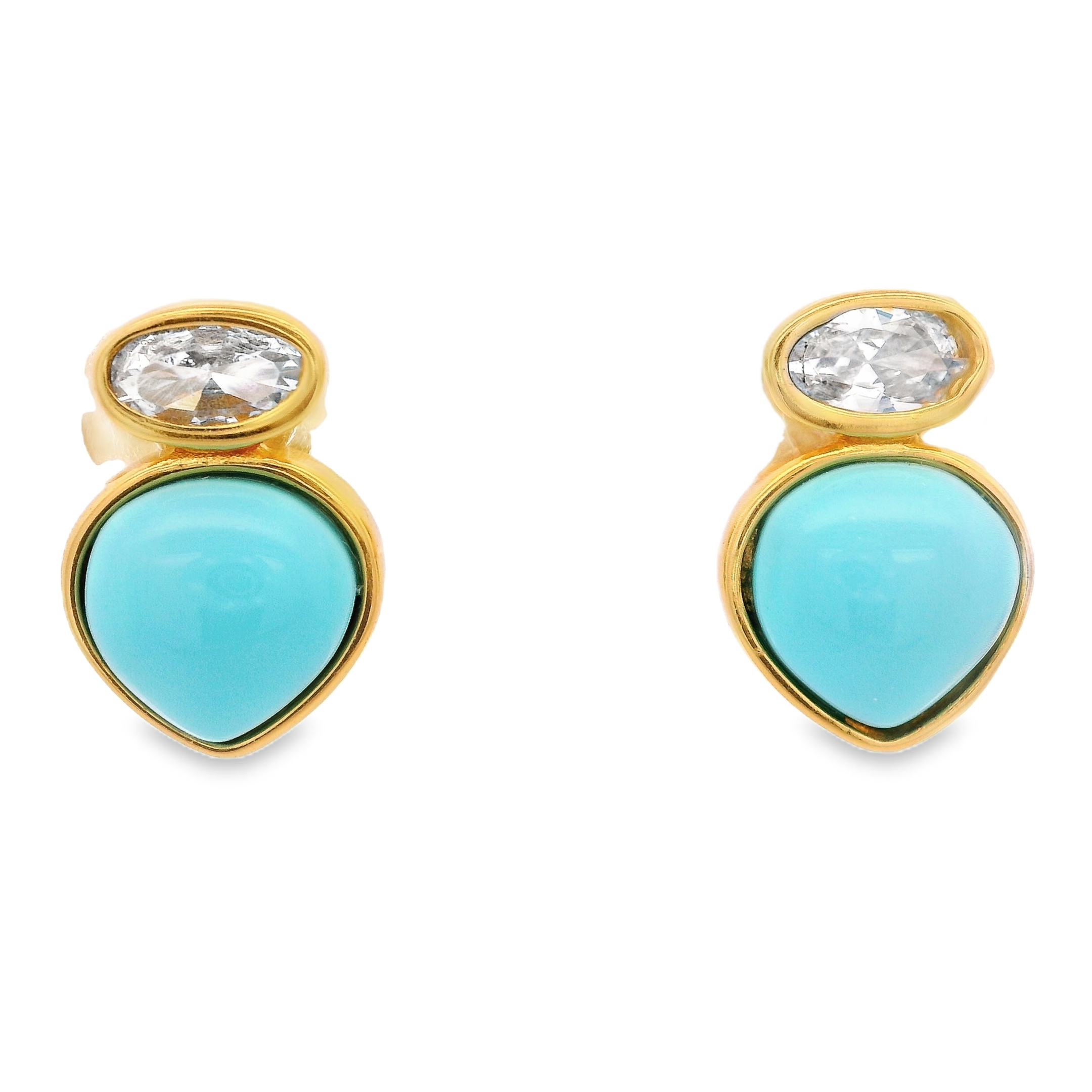 Aretes Doble Briolette en Plata 925 con Turquesa
