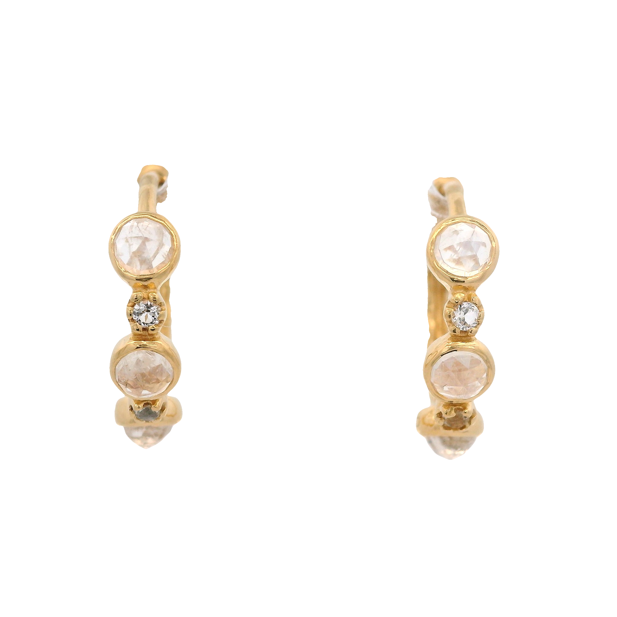 Aretes de Tres Piedras en Plata 925 con Topacio Blanco