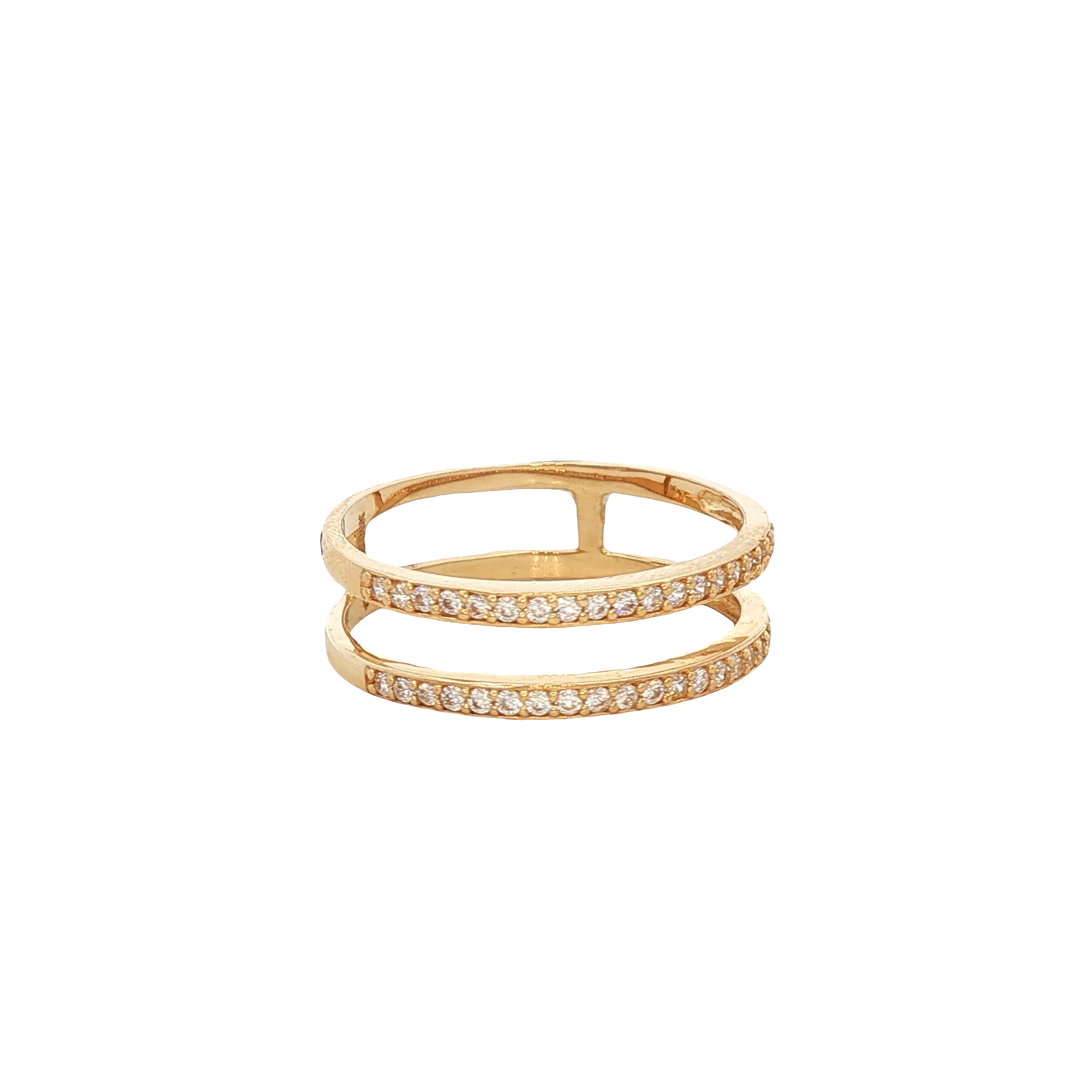 Anillo Doble en Oro Amarillo 14K con Circonias
