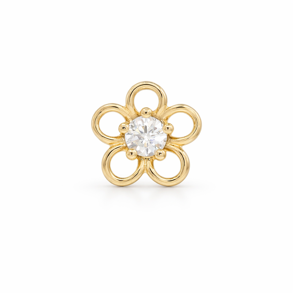 Piercing Floral en Oro Amarillo 14K