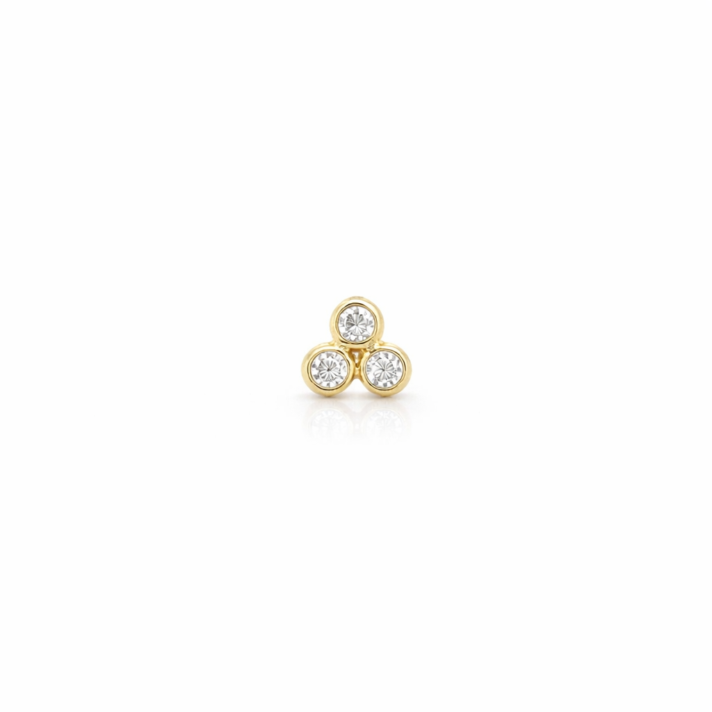 Piercing de Tres Cristales en Oro Amarillo 14K