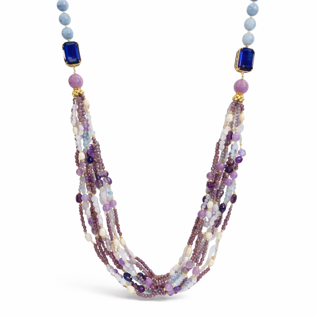 925YG CRISTALLI VIOLA GIADA AGATA NECKLACE