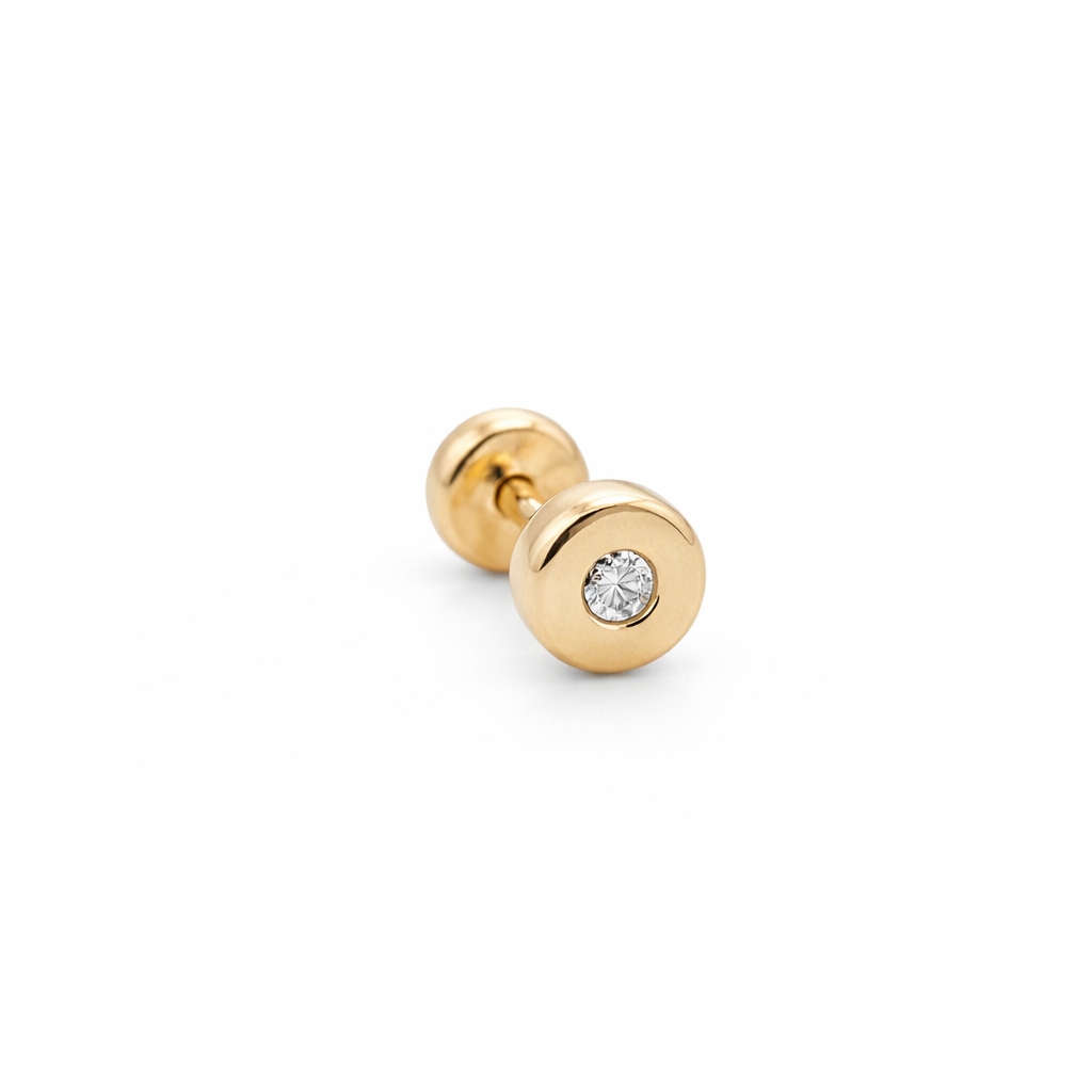 Piercing de Oro Amarillo 14K con circonia