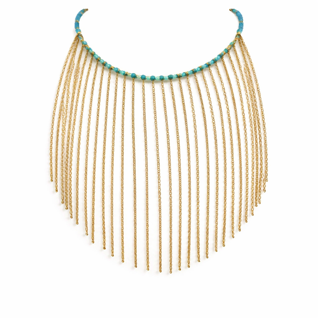 Collar de Plata 925 Bañada en Oro con Turquesas