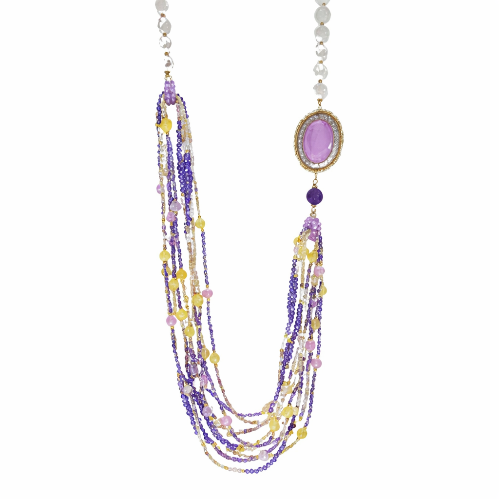 925YG FLAT ZIRNI SELINITE QUARTZ ROS NECKLACE