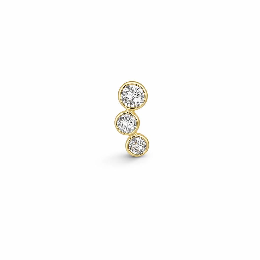 Piercing Curvo en Oro 14K con Cristales