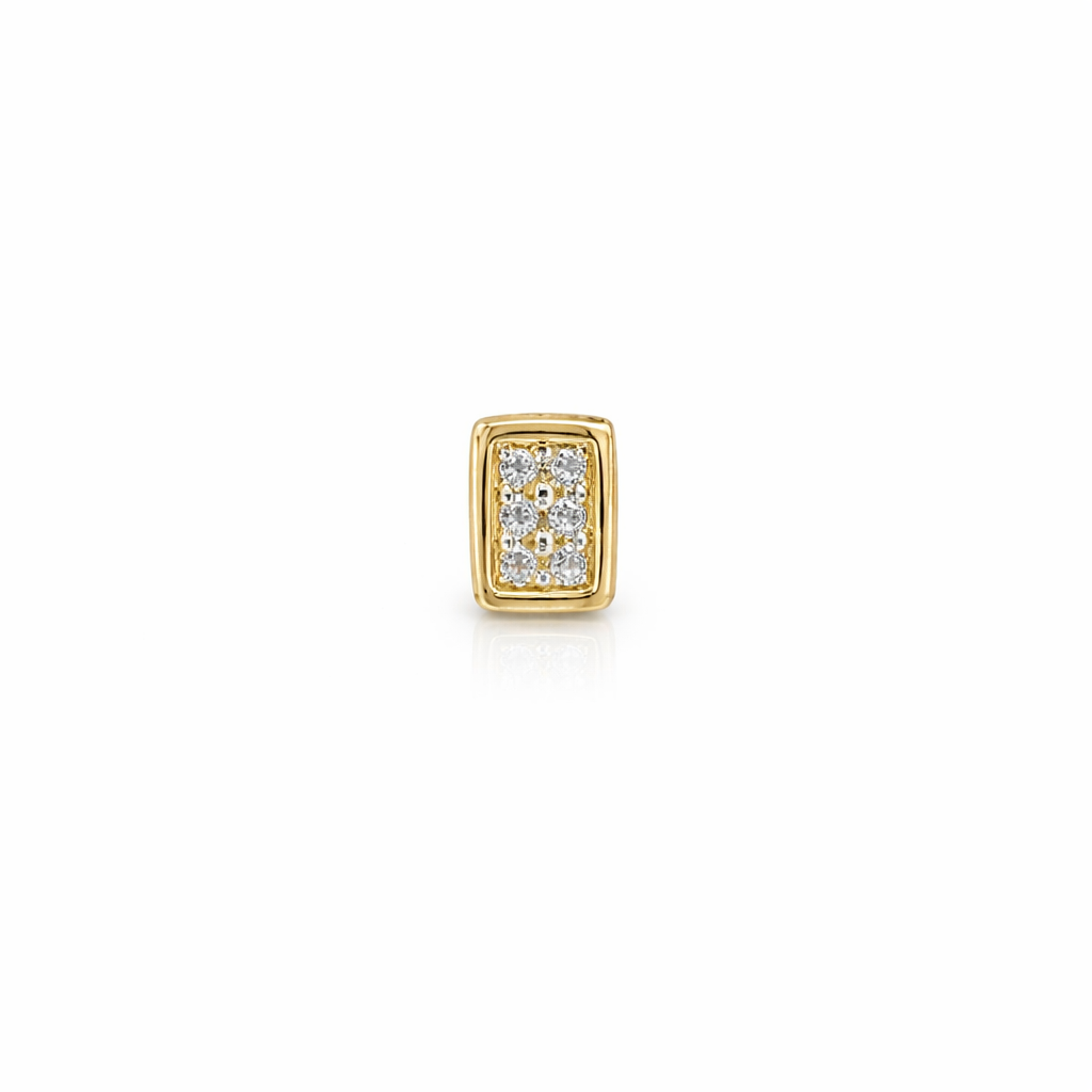 14KY BEZEL RECTANGLE PIERCING