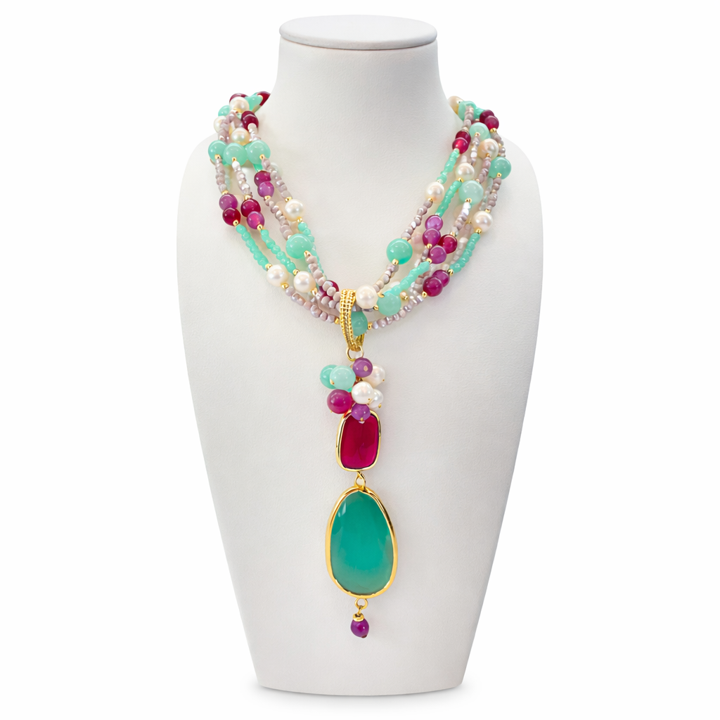 Collar de Plata 925 con Jade y Perlas