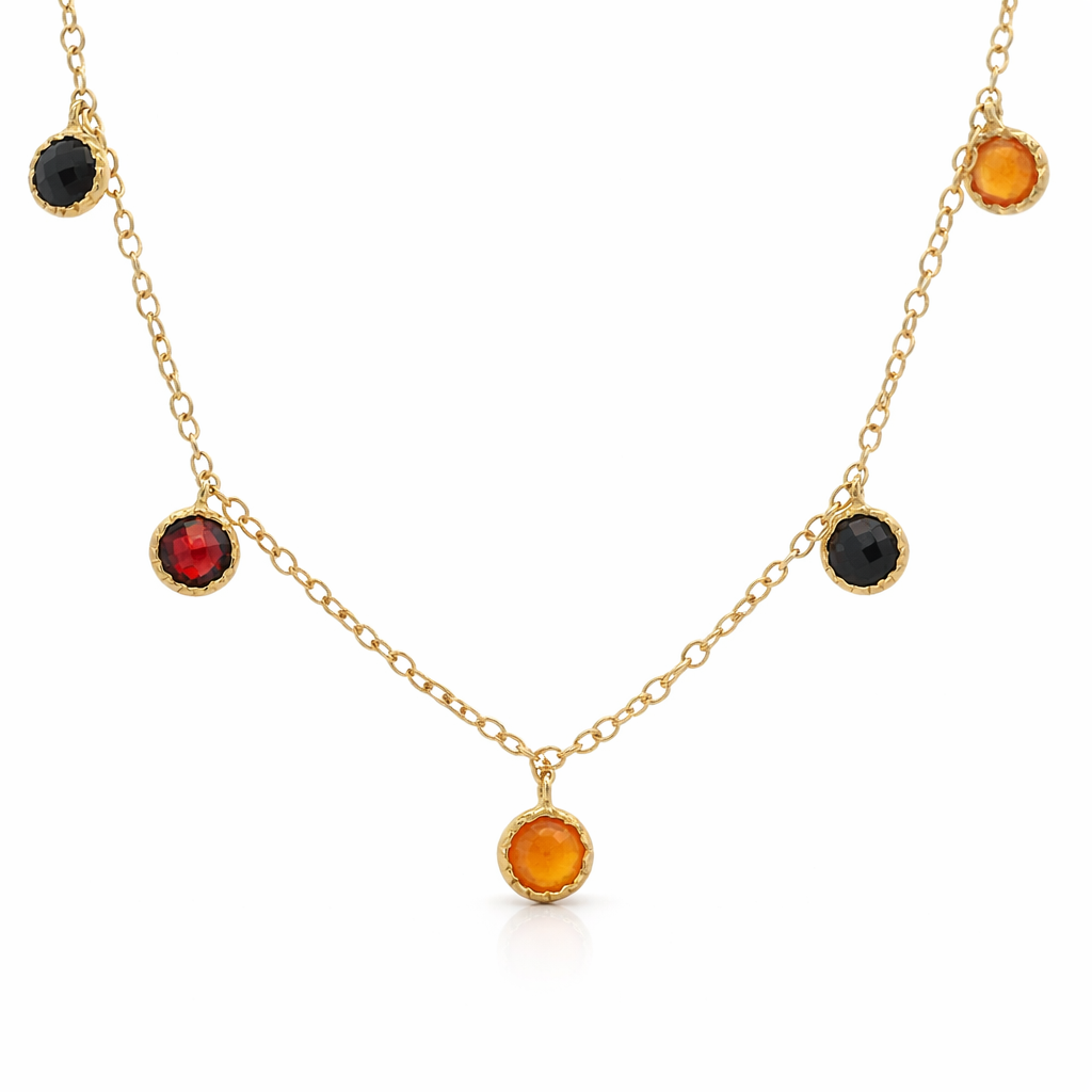 Collar de Estación con Piedras Naturales en Plata 925 Bañada en Oro