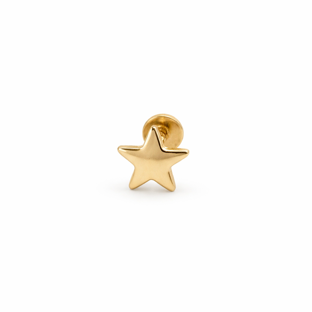 Piercing Estrella Grande en Oro Amarillo 14K