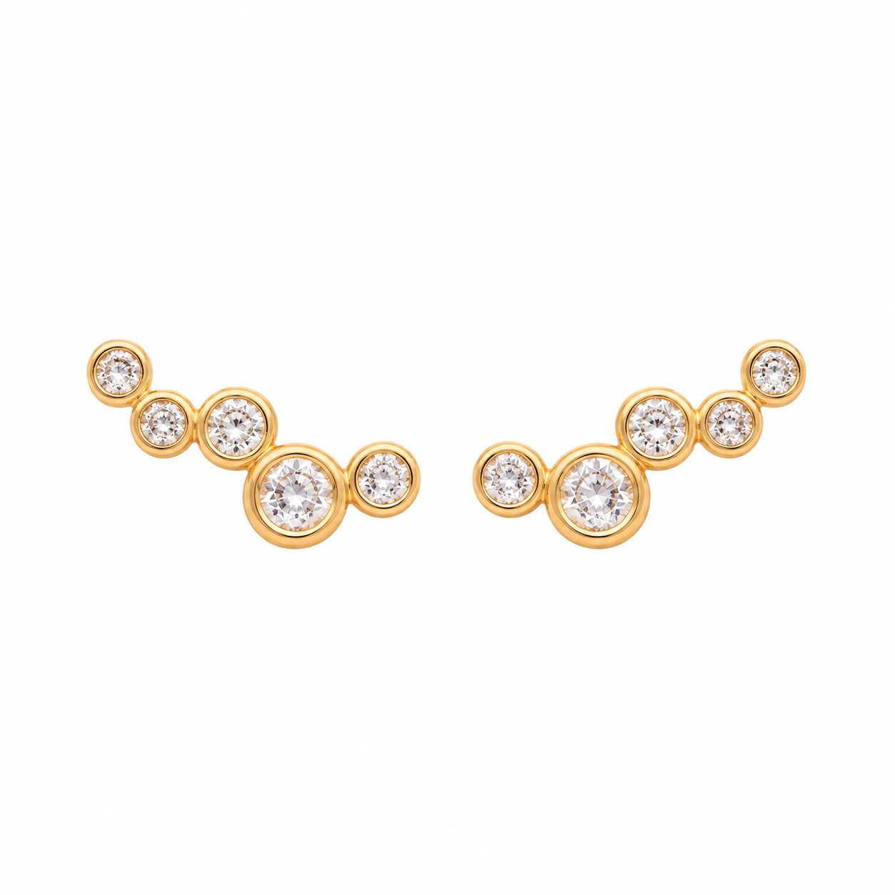 Aretes Cluster en Oro Amarillo 14K con Circonias