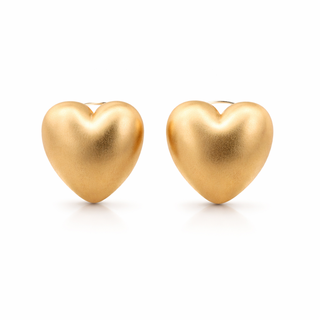 14KY DOME HEART MATTE JACK 15MM EARRINGS