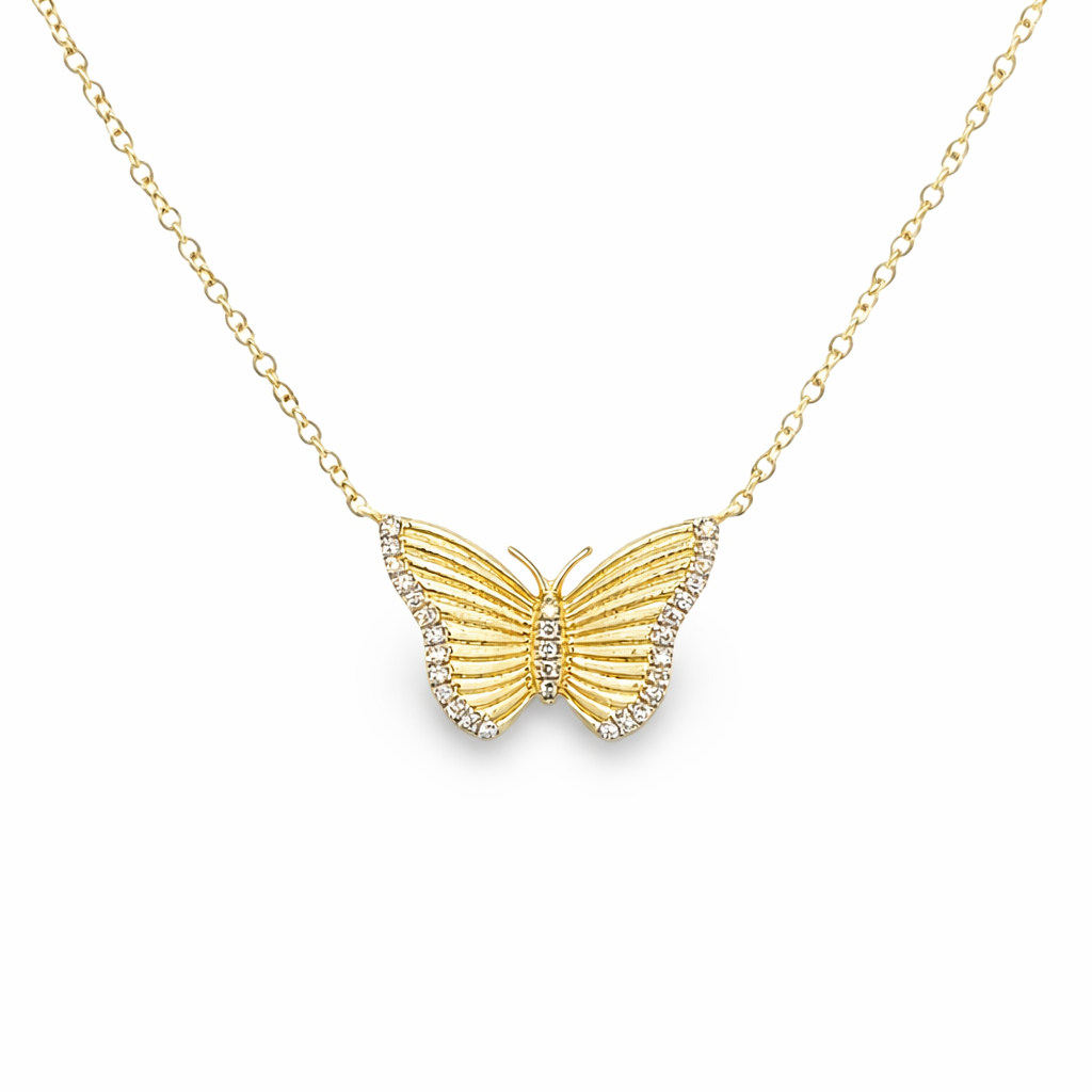Collar Mariposa con Diamantes en Oro Amarillo 14K