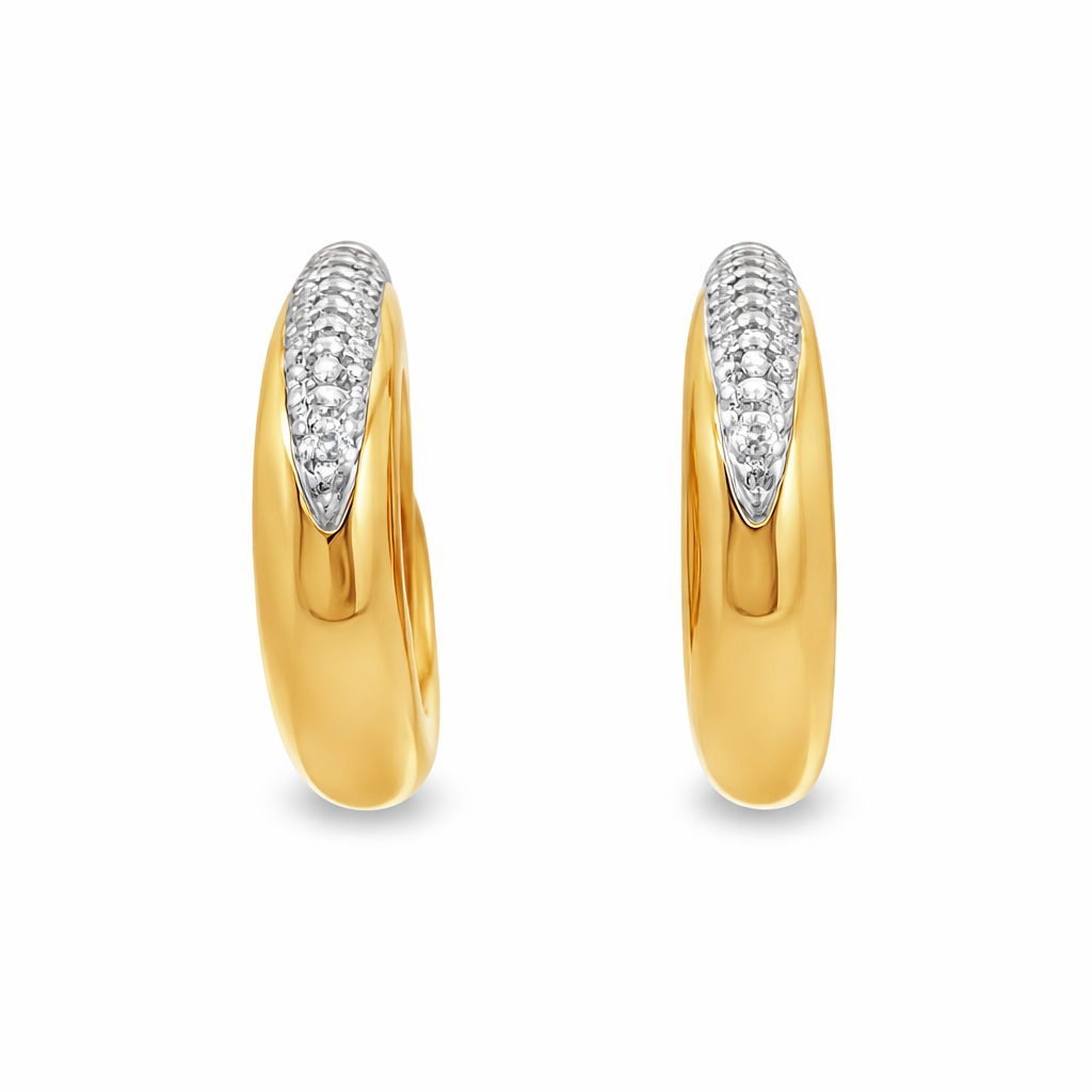 D0.13CT 14KY DOME DROP BAR DIAMOND 20MM HOOPS