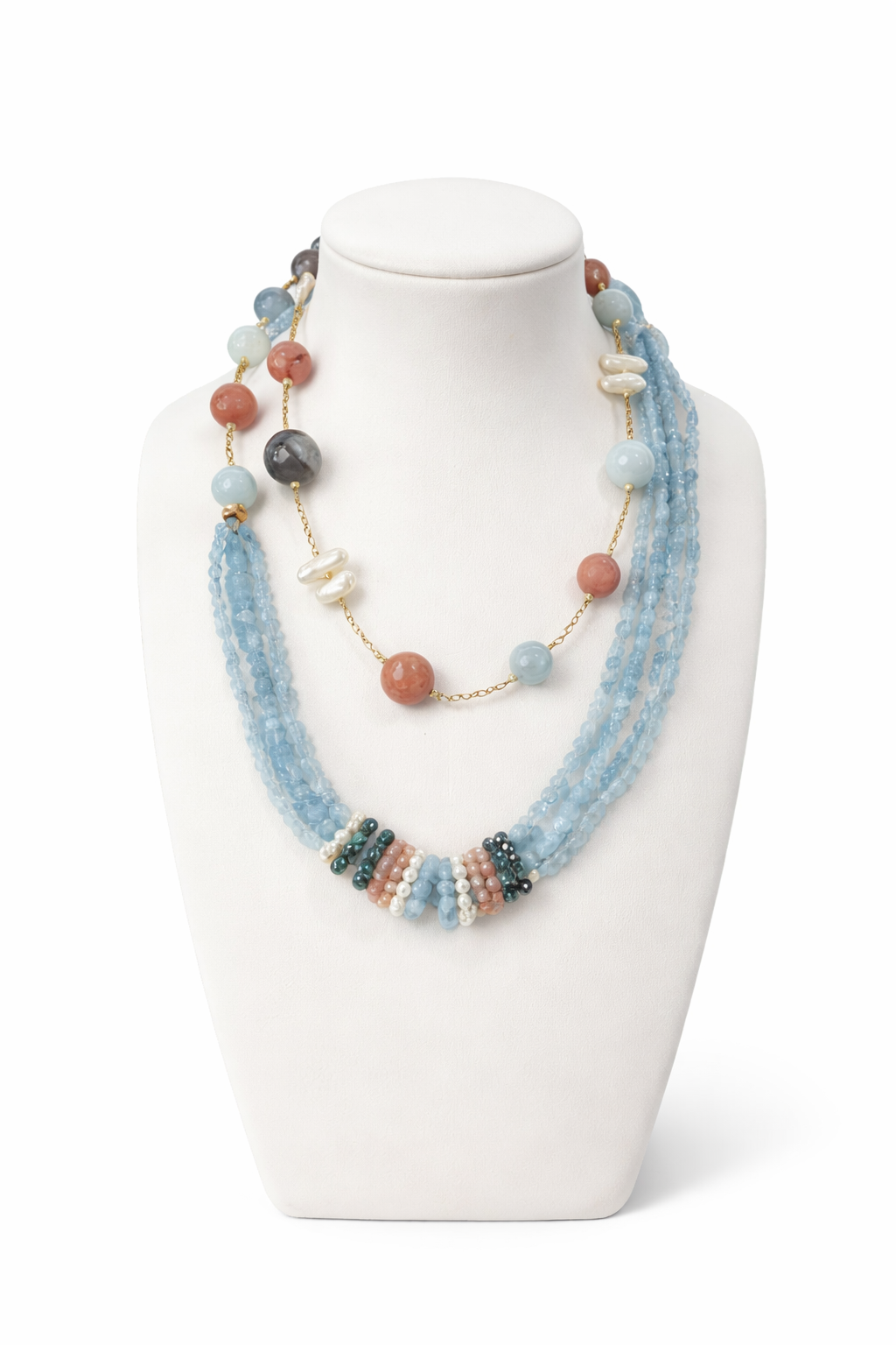 925YG ZIRC GIADA AGATA BOTSWANA NECKLACE