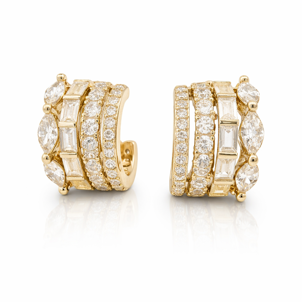 925YG CIRCLE WITH MIX SHAPE EARRINGS