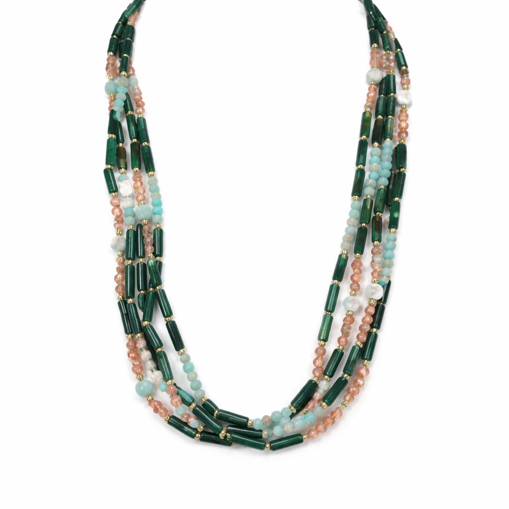 925YG FLAT AQUA MARINA ZIRNI VERDE NECKLACE