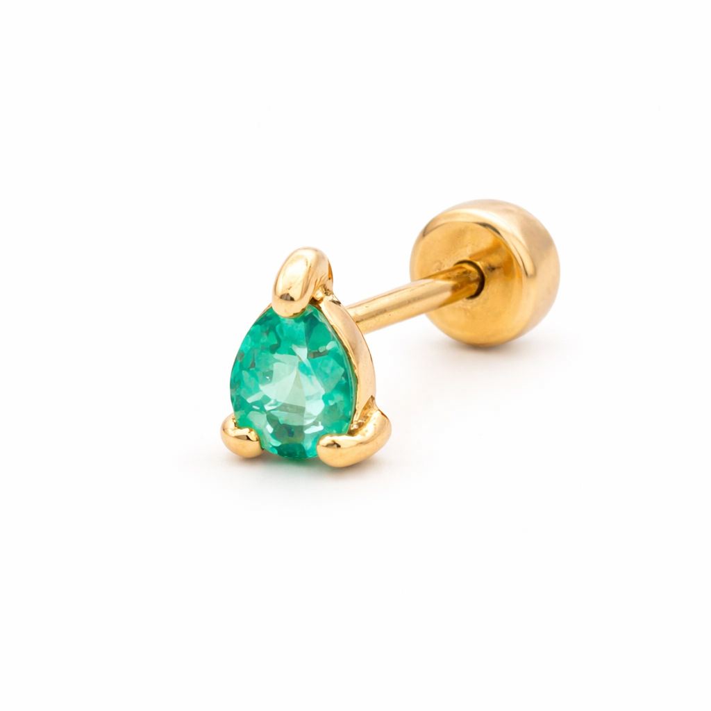14KY PIERCING ESMERALDA GOTA 3 X 4 MM