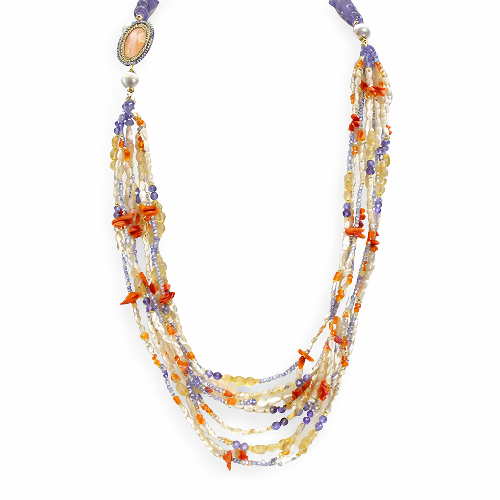 925YG CALLO PERLA ZIRC NECKLACE