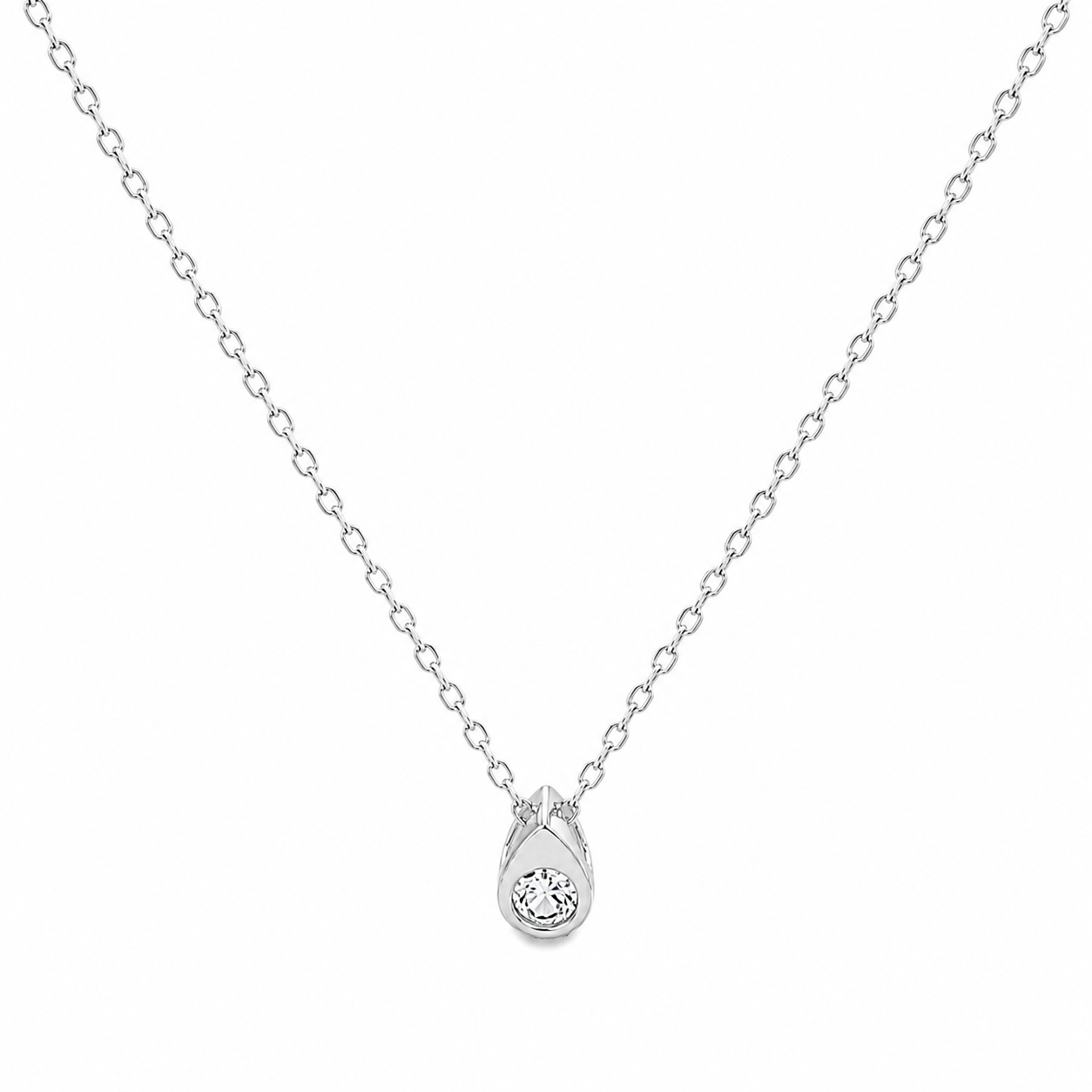 Collar Solitario en Plata 925 con Circonia