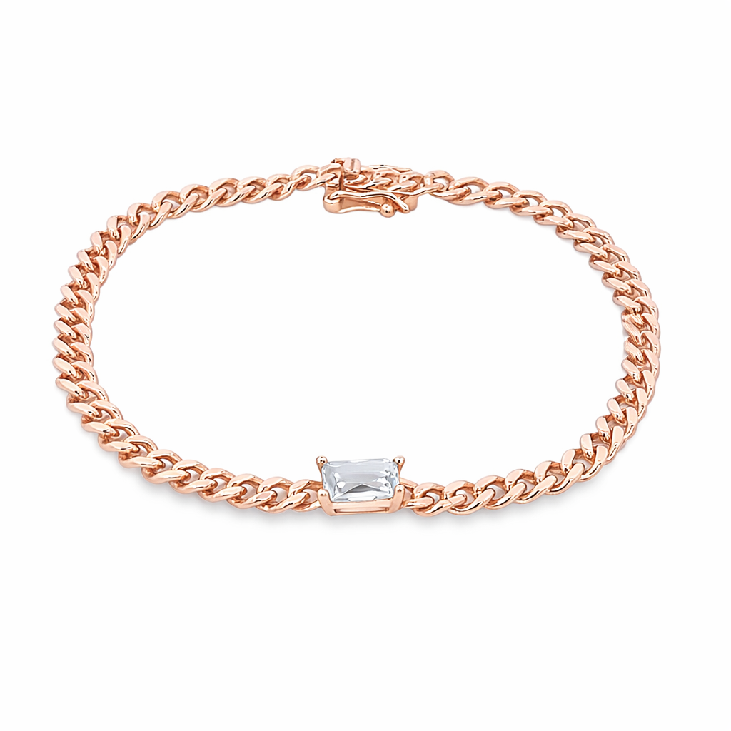 925 SILVER  PULSERA RGD ESTALBON CON CRISTAL