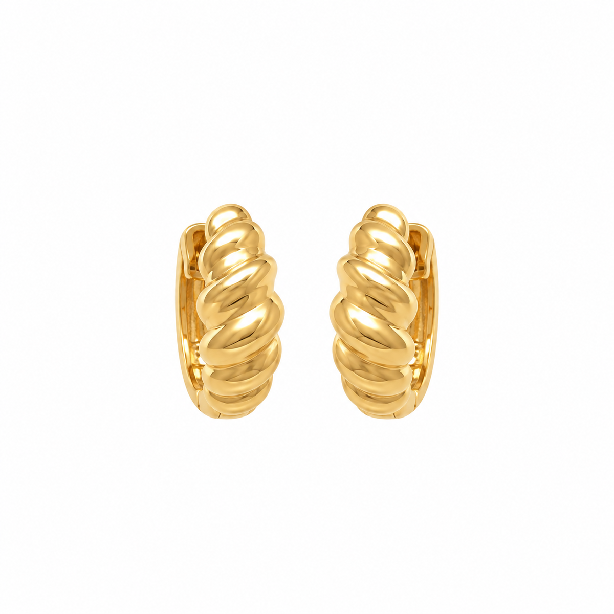 Mini Aretes Huggies Croissant en Oro Amarillo 14K