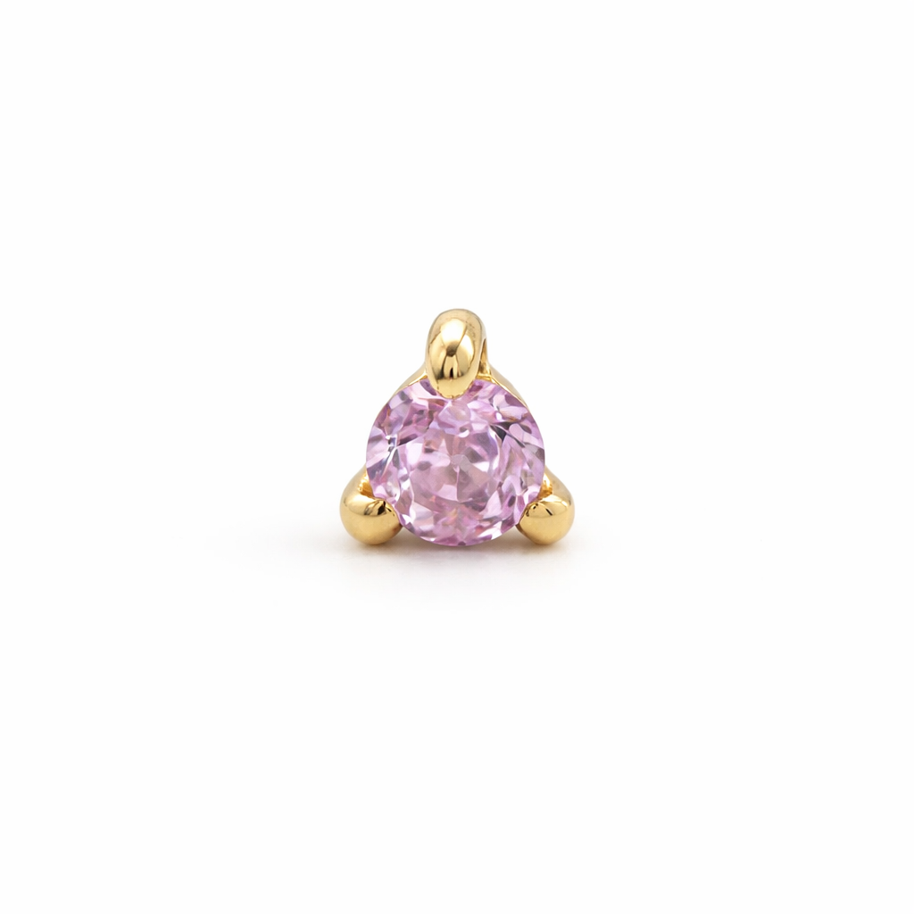 14KY PIERCING ZAFIRO ROSADO 2 MM SOLITARIO