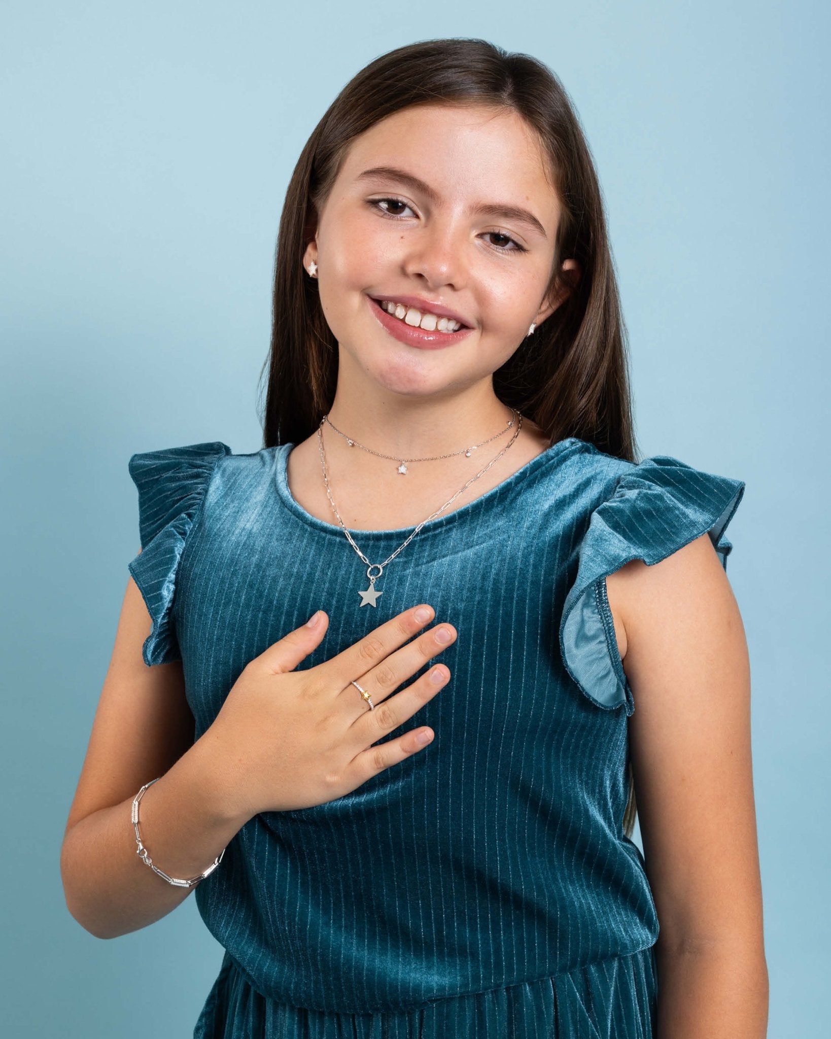 925 SILVER STAR CHARM ON A PAPER CLIP CHAIN NECKLACE - C'SANTOS