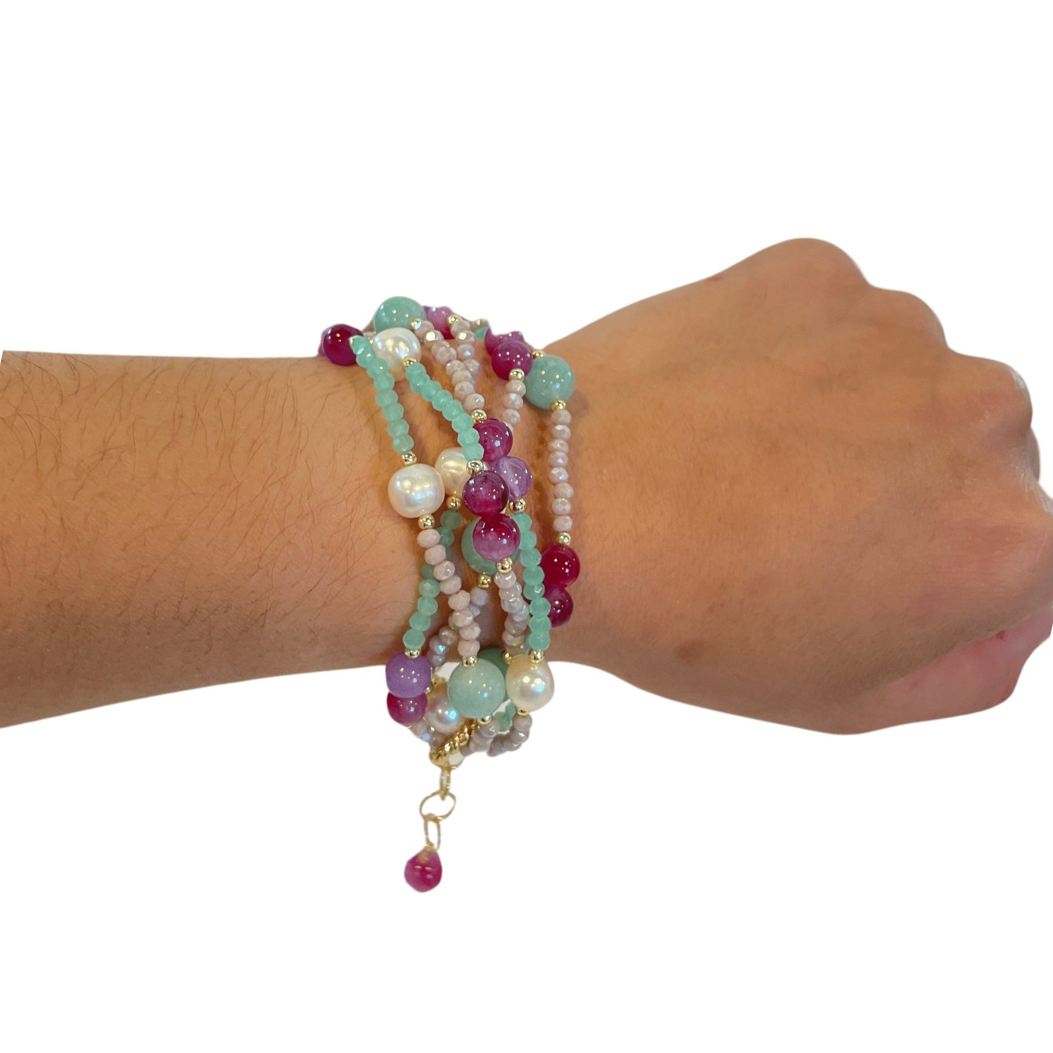 925GG CRISTALLI GIADA PERLE ACELET - C'SANTOS