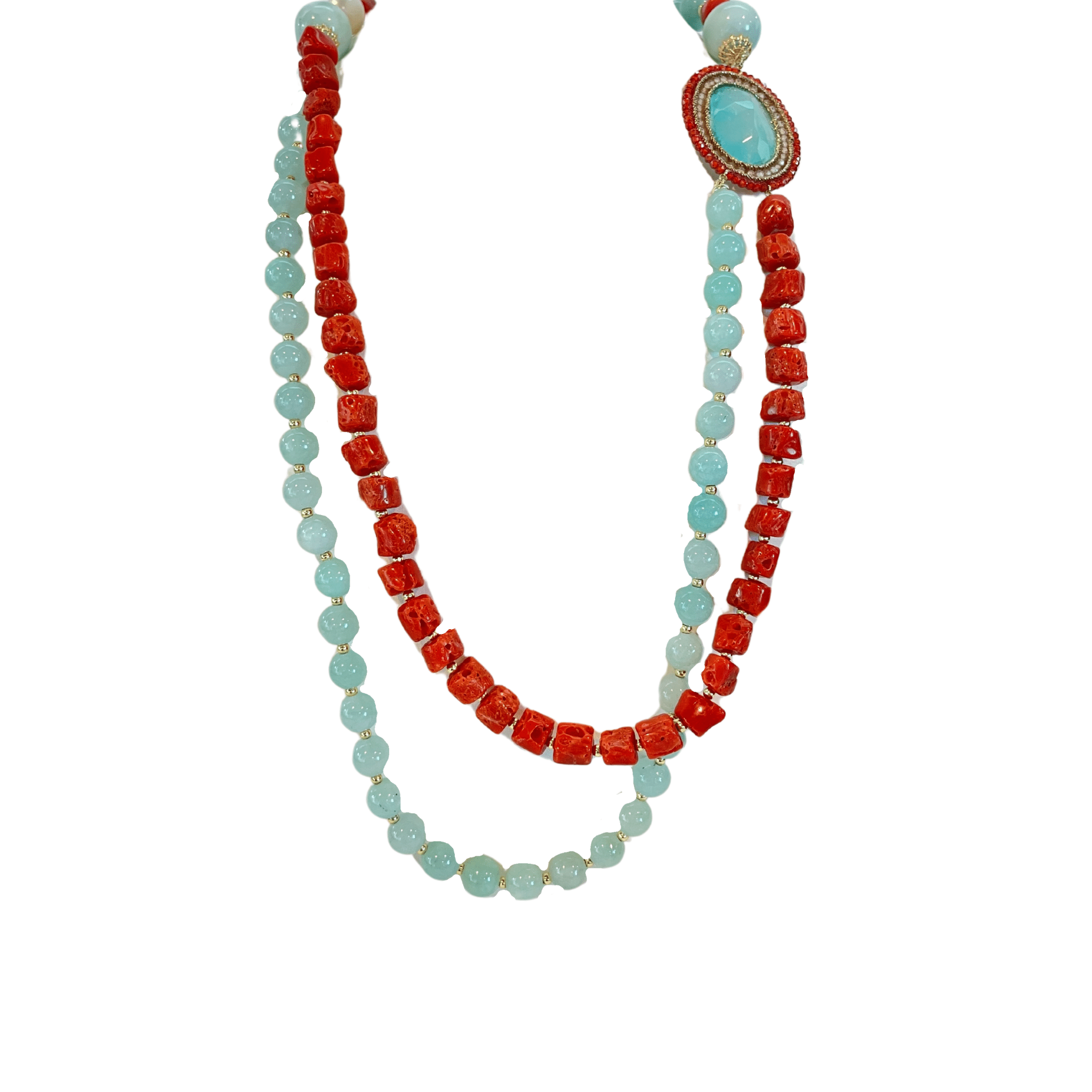 925GG FLAT CALLO GIADA PERLA NECKLACE - C'SANTOS