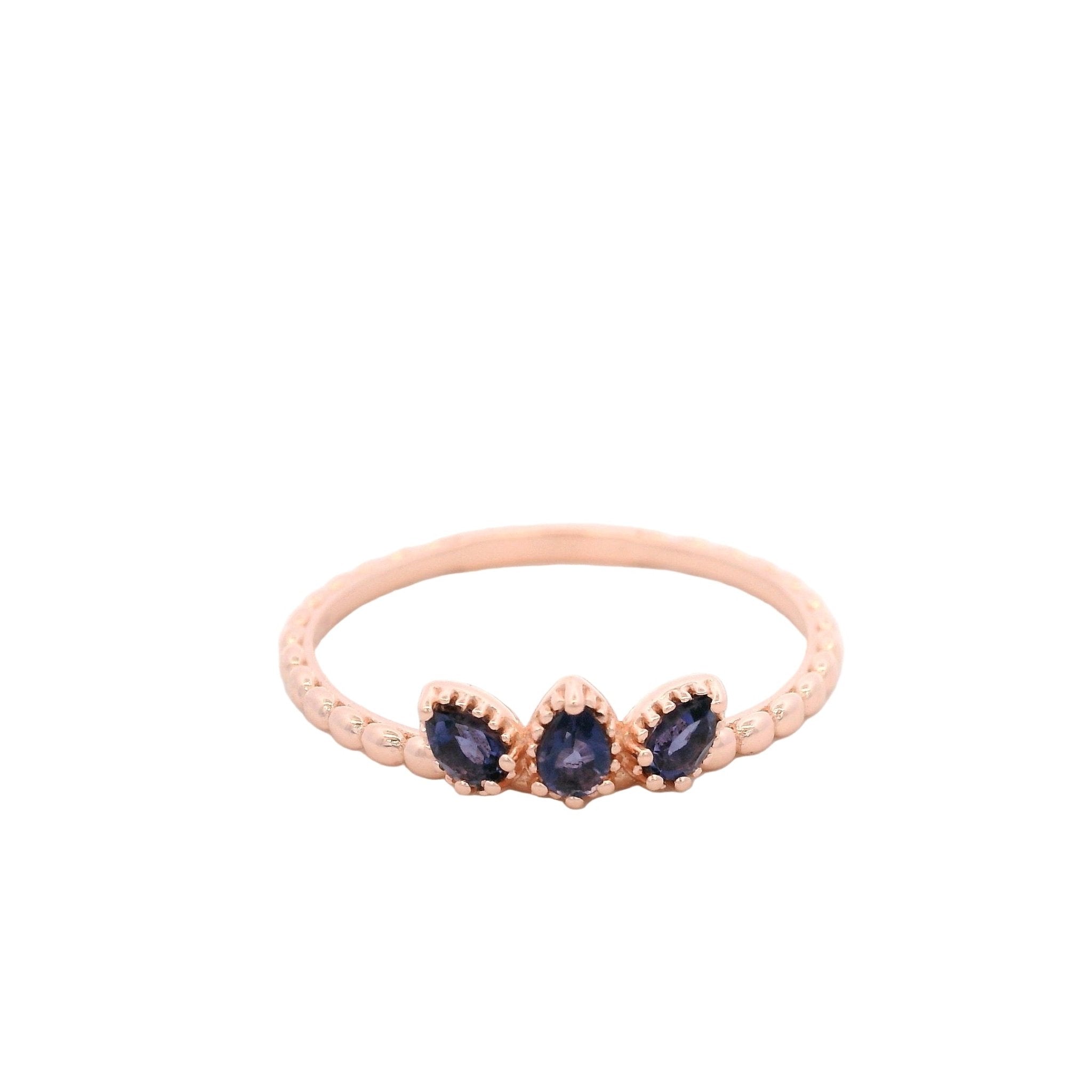 925RG 3 DROP IOLITE RING T6.5 - C'SANTOS