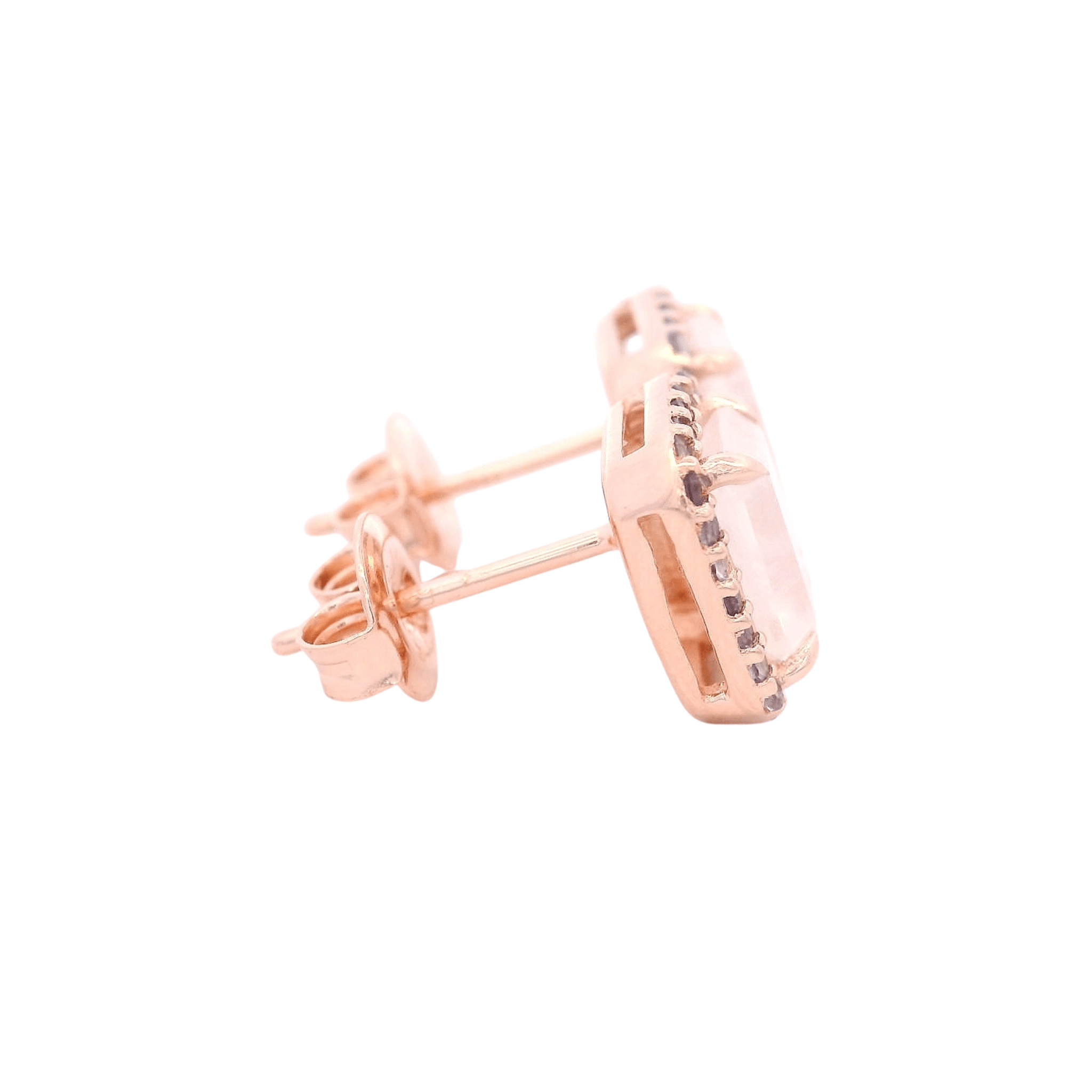 925RG BAQUETTE MOONSTONE AROUND IOLITE EARRINGS - C'SANTOS