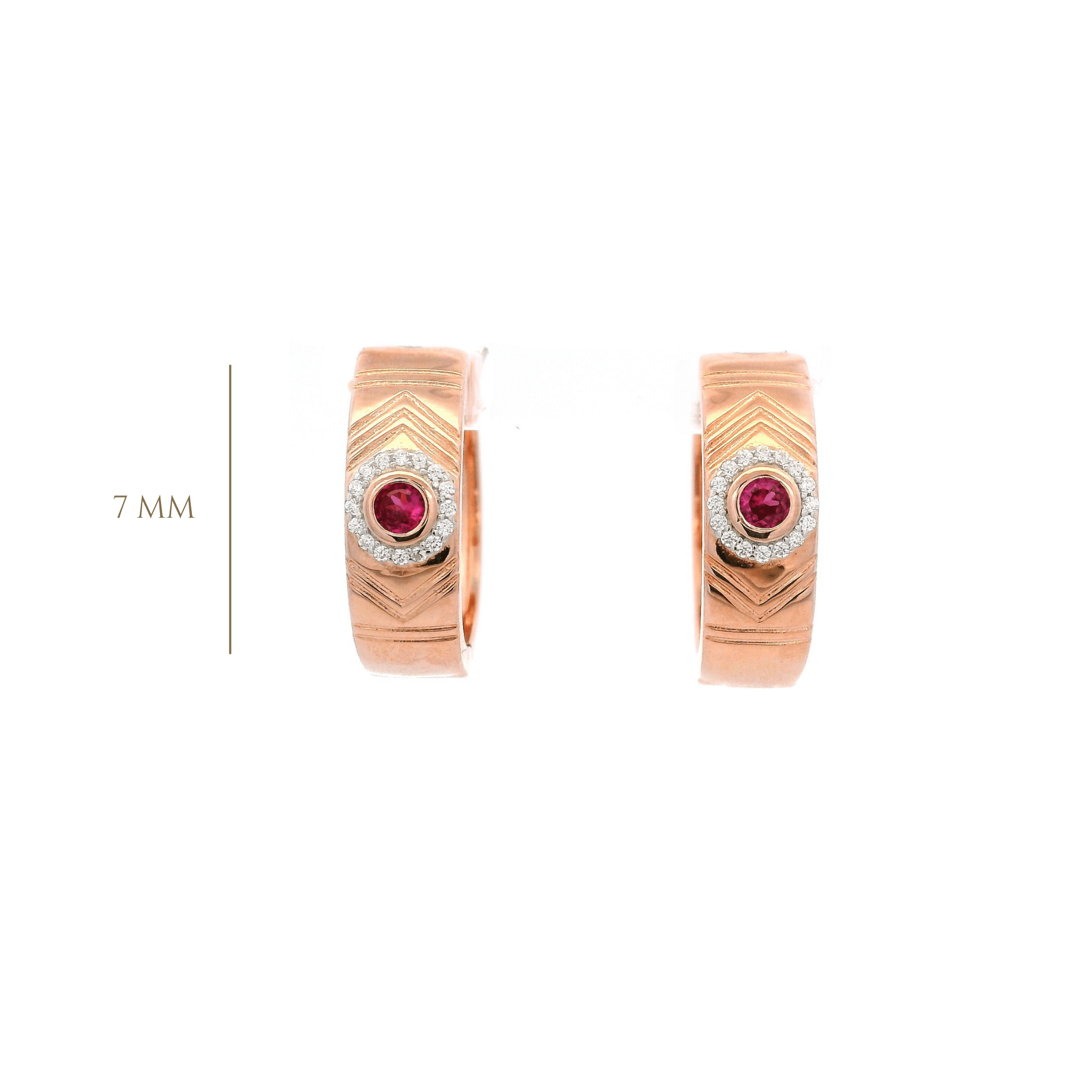 925RG CENTER CIRCLE CZ FUSHIA HOOPS - C'SANTOS