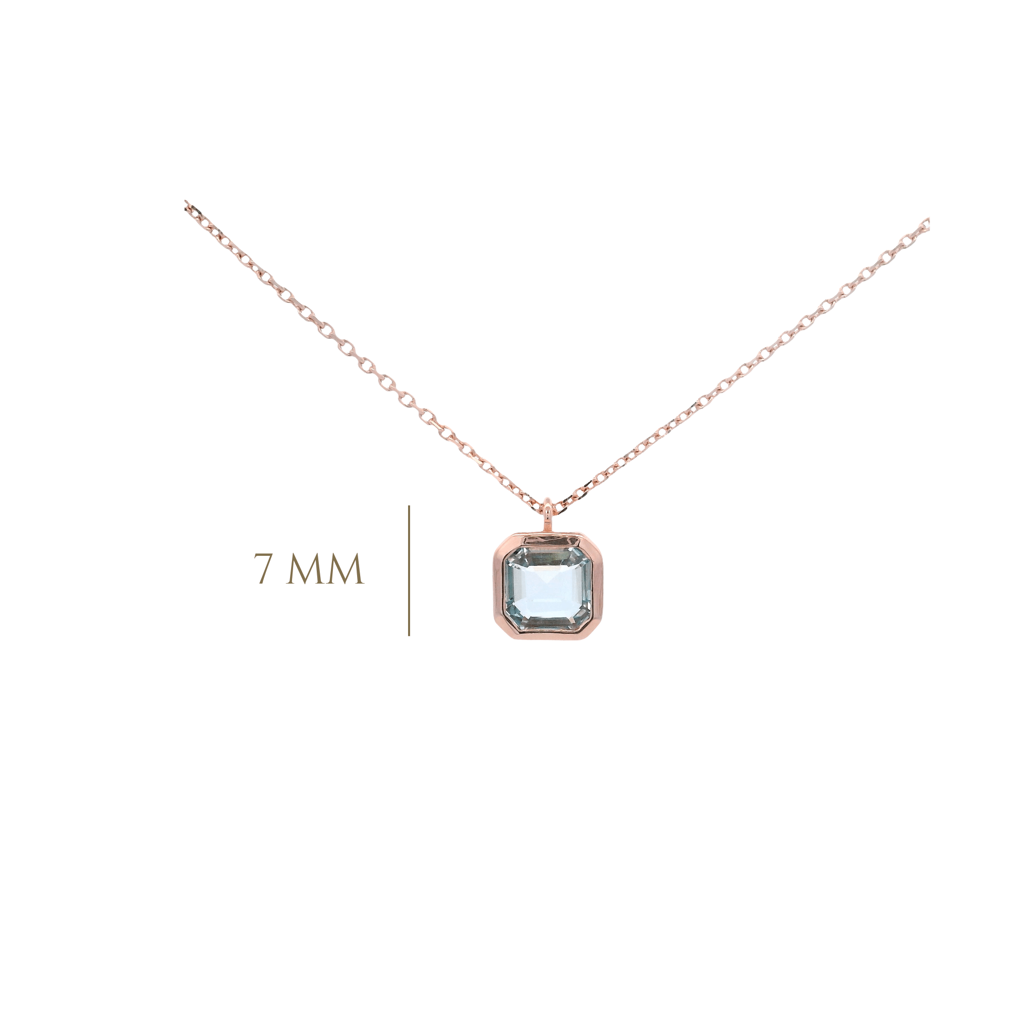 925RG CUSHION BEZEL TOPAZ BLUE SKY NECKLACE - C'SANTOS
