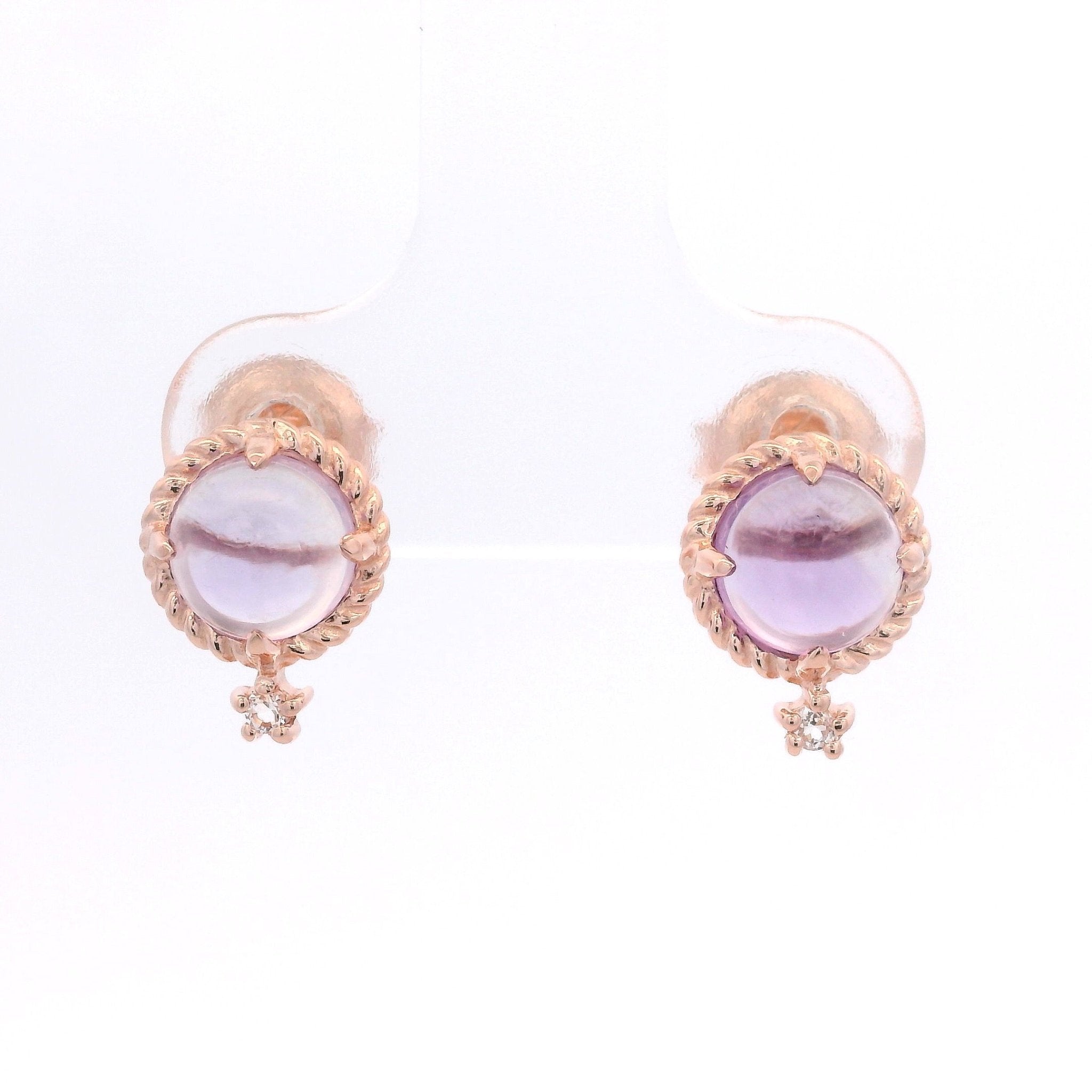 925RG DOME AMETHYST AND TOPAZ WHITE EARRINGS - C'SANTOS