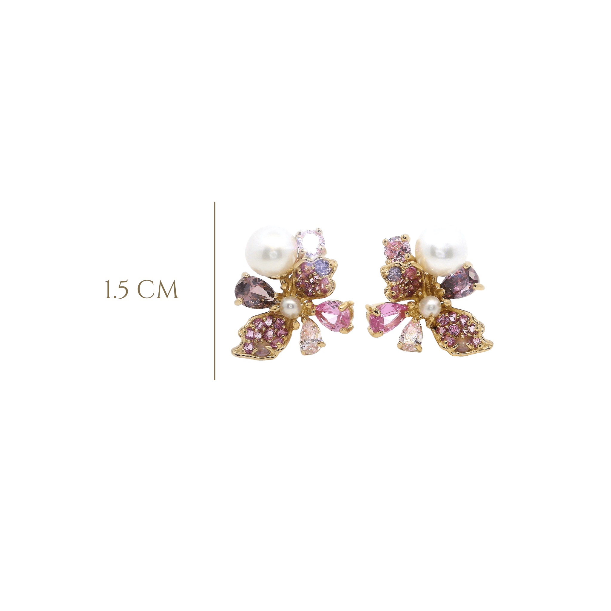 925RG FLOWER PINK AND PEARL EARRINGS - C'SANTOS