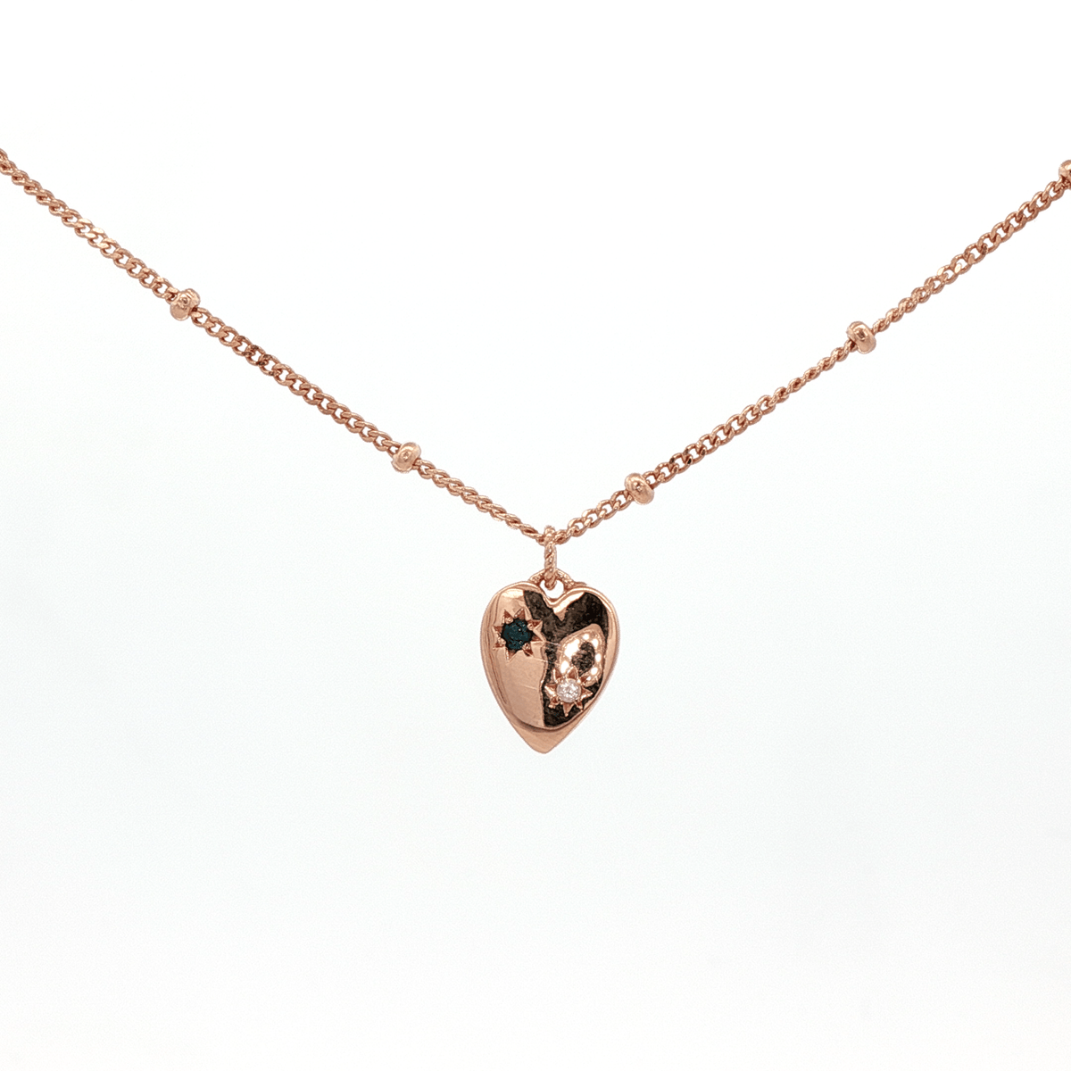 925RG HEART AND STAR TOPAZ BLUE WITH MOONSTONE NECKLACE - C'SANTOS